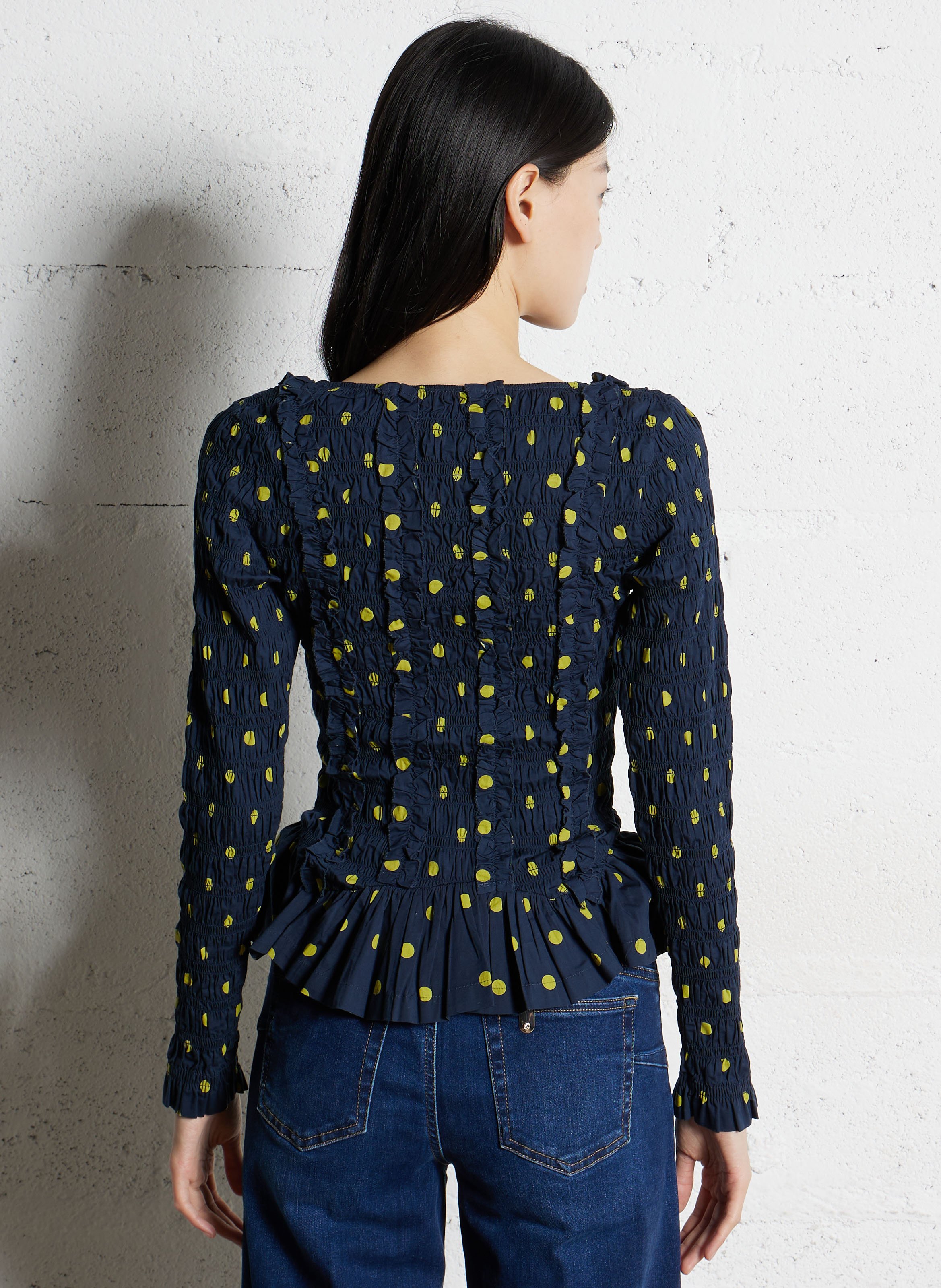 Top col carré à pois en coton bio DAMSON MADDER Multicolore