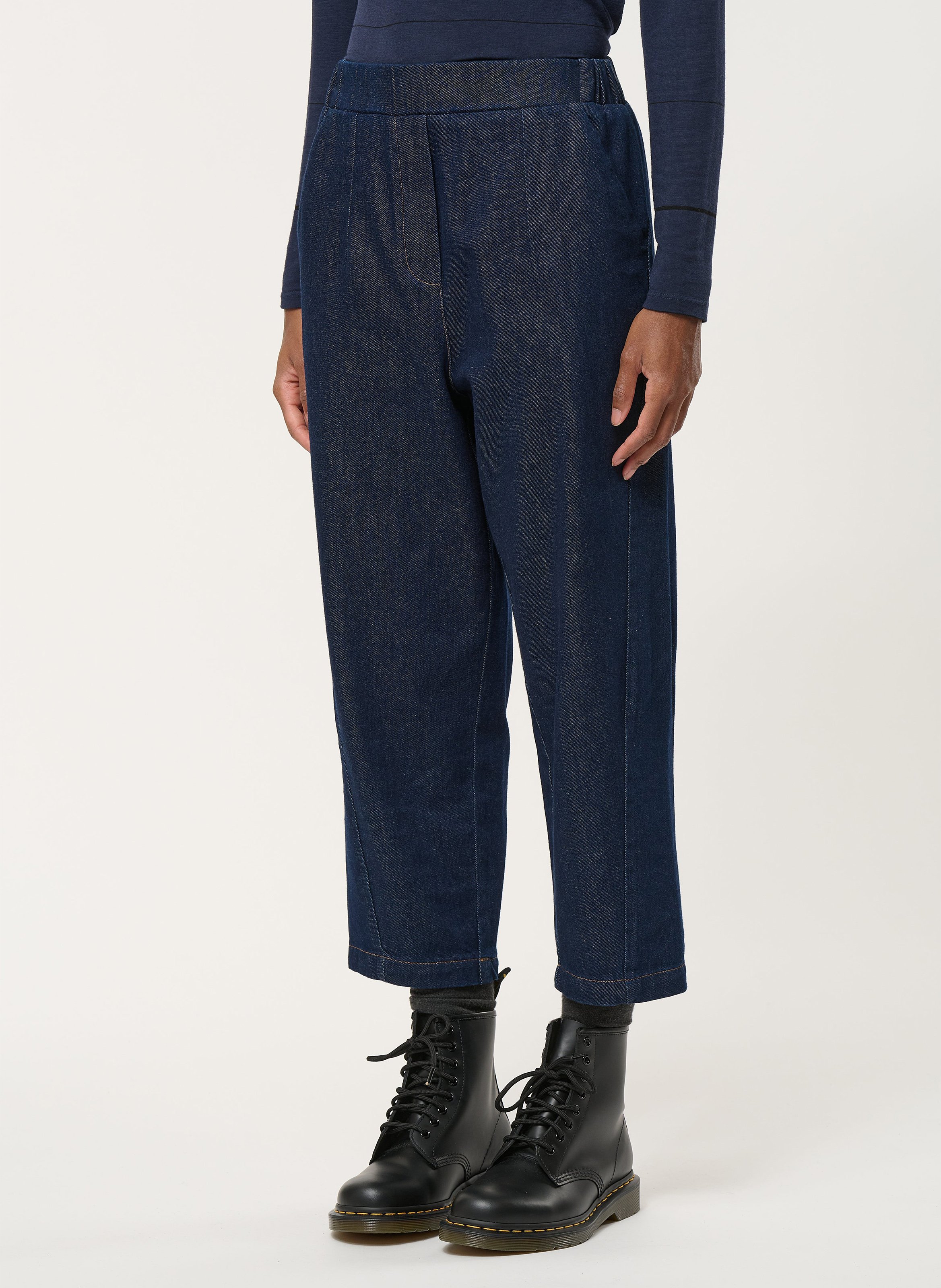 Pantalon large taille haute en coton HUMILITY Bleu