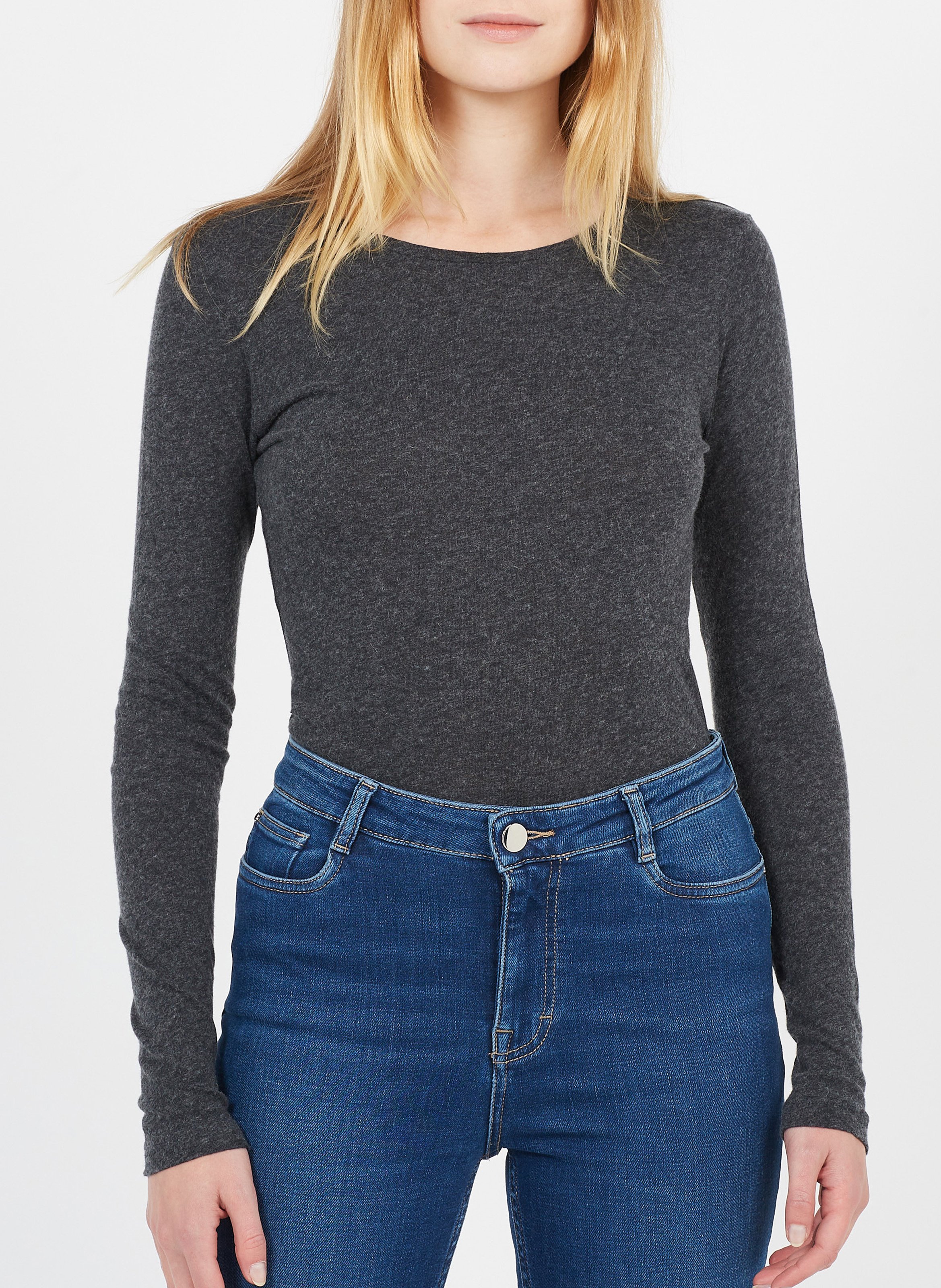 Tee-shirt col rond en coton et cachemire mélangé MAJESTIC FILATURES