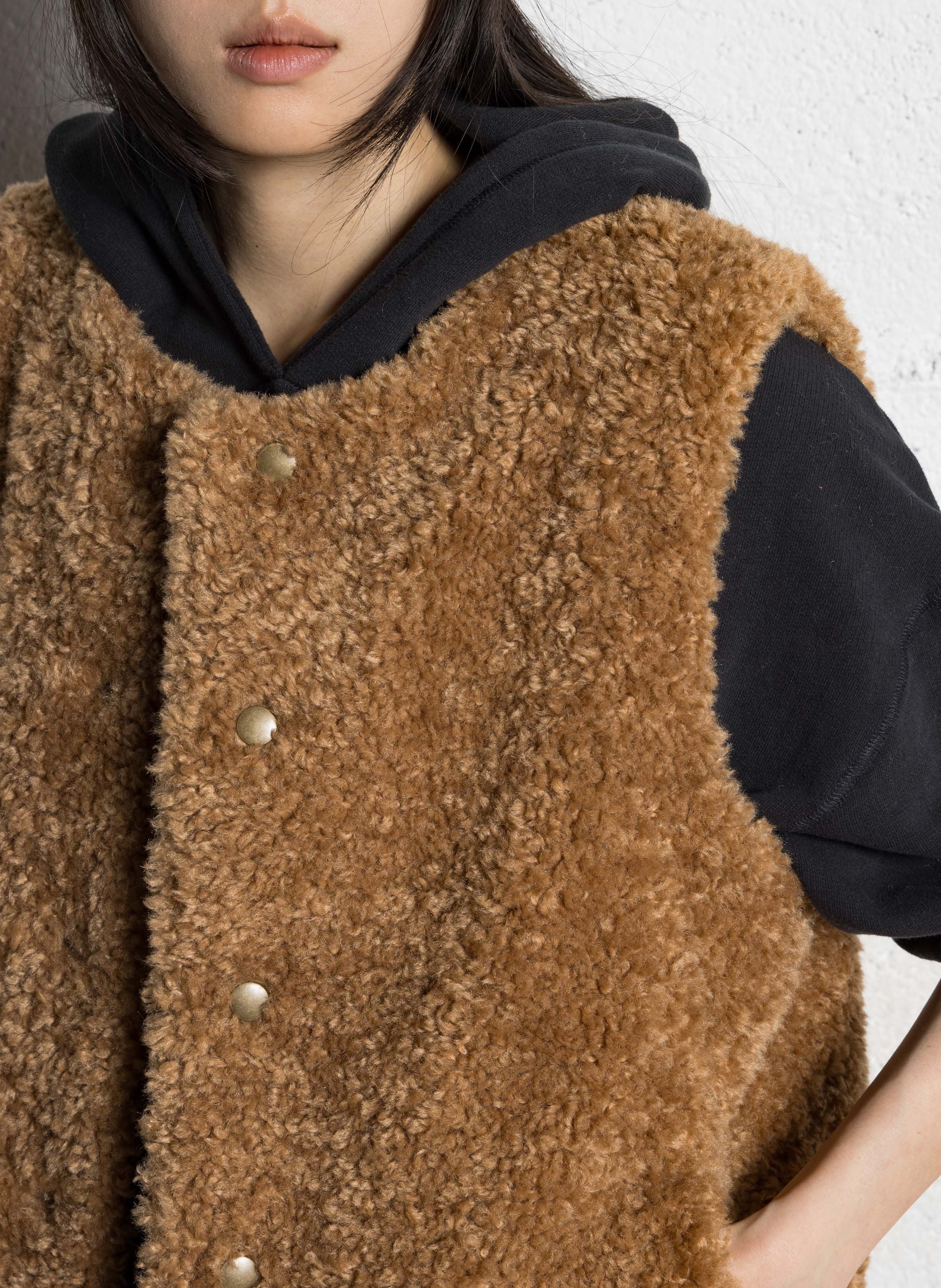 Jas van synthetische bont met ronde kraag MAISON 123 Beige