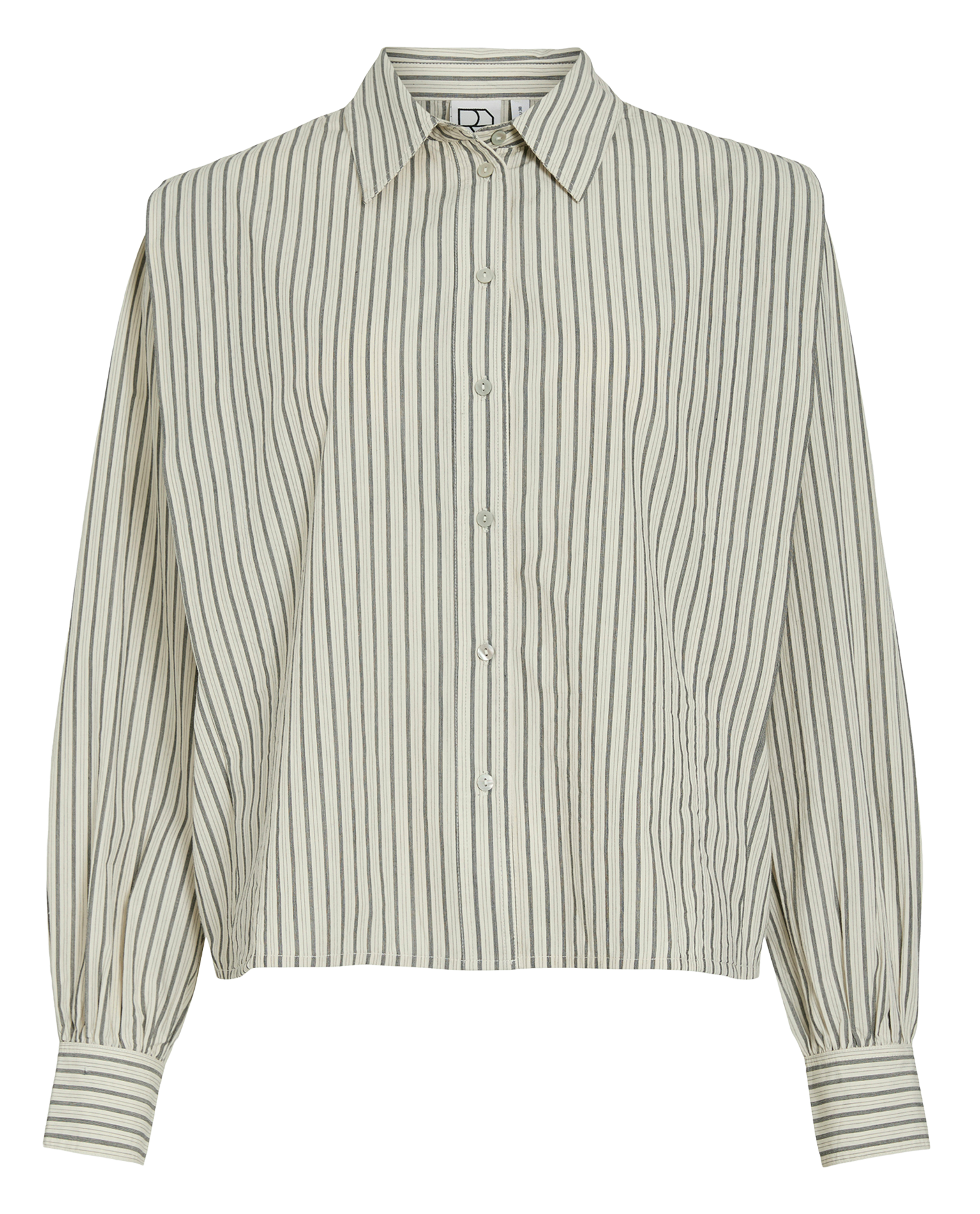 Oversized striped organic cotton shirt ROUGE EDIT Beige
