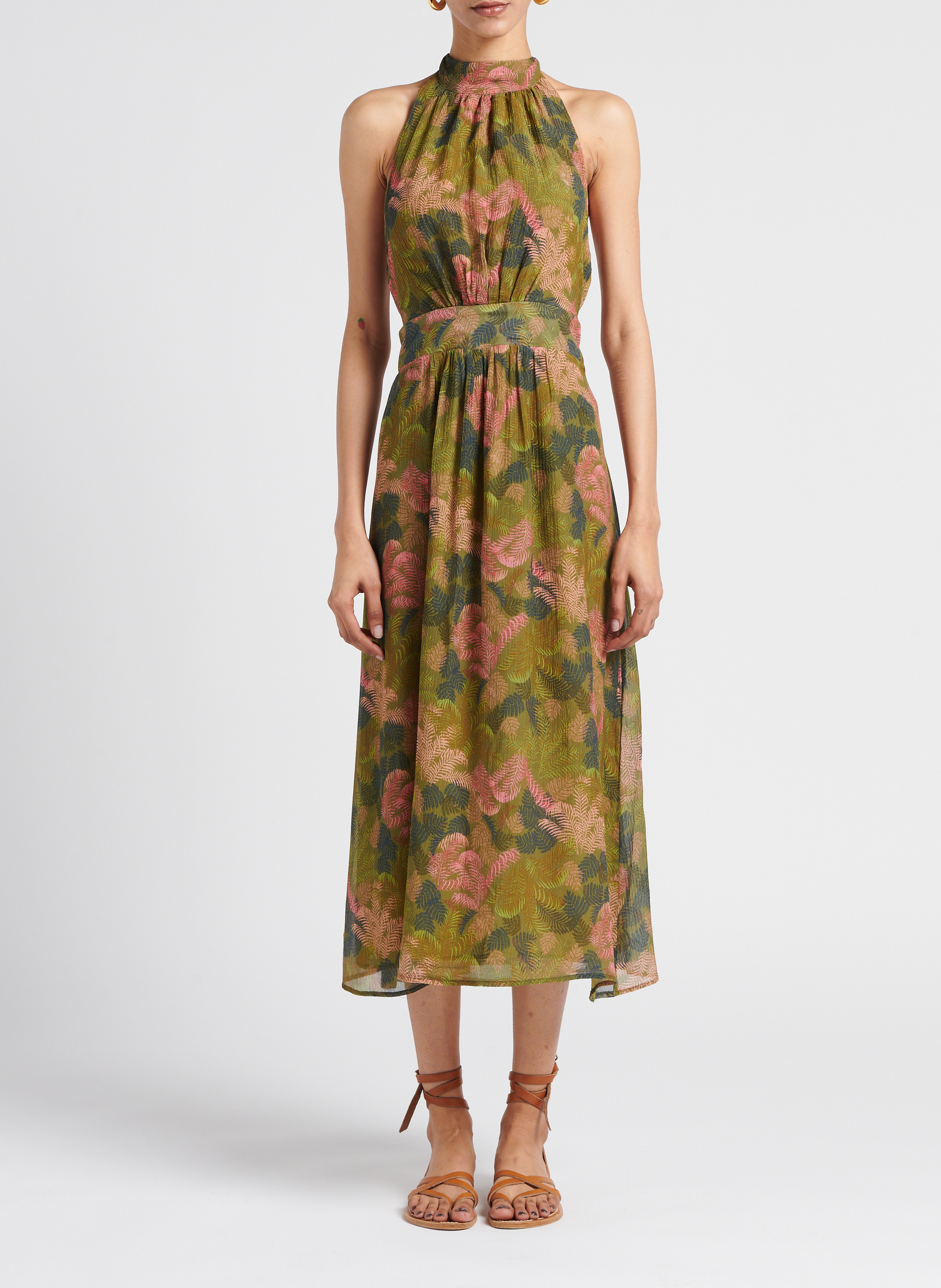 Robe midi dos nu à col montant MOMONI Multicolore