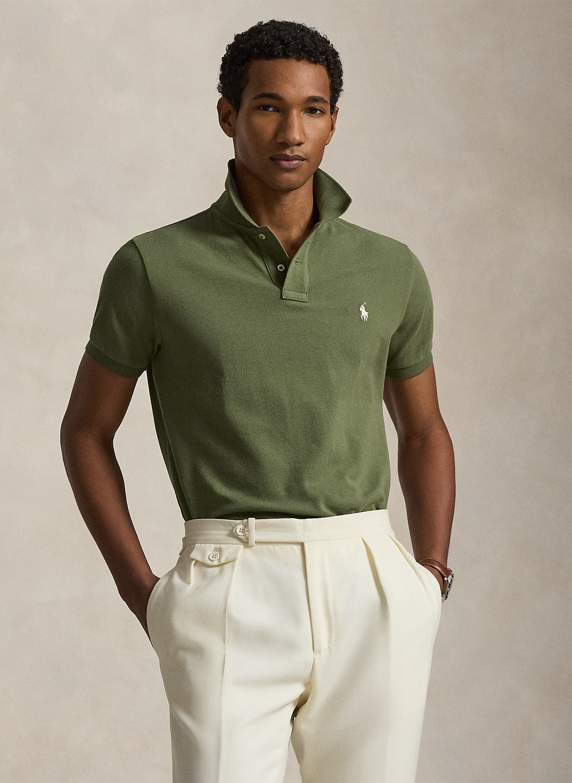 Custom-fit cotton polo shirt POLO RALPH LAUREN Green