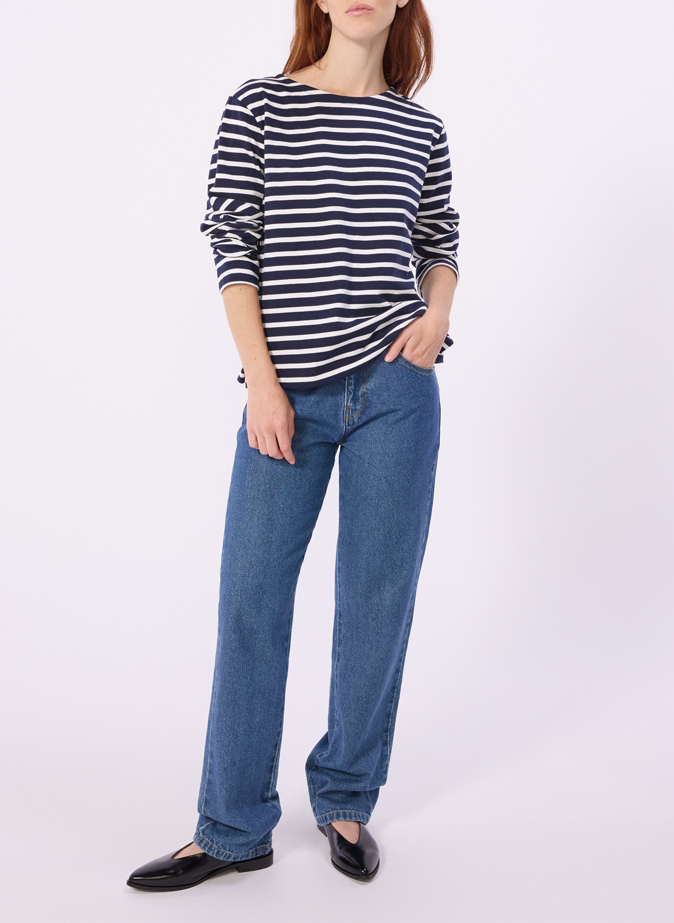 T-shirt met wijde pasvorm en strepen PETIT BATEAU Grijs