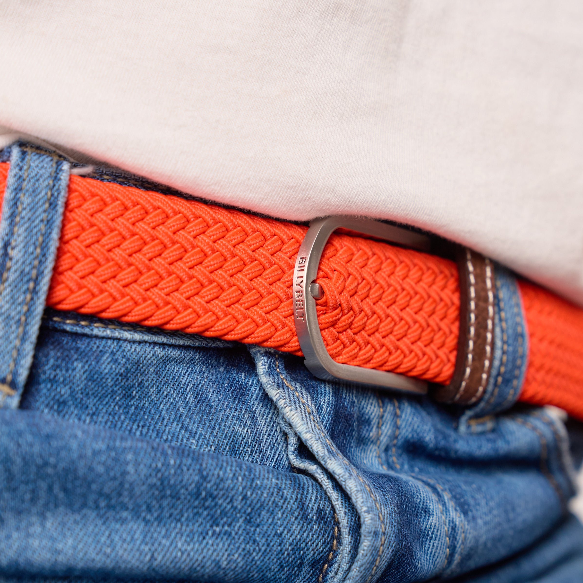 Solid Elastic Braided Belt BILLYBELT Orange
