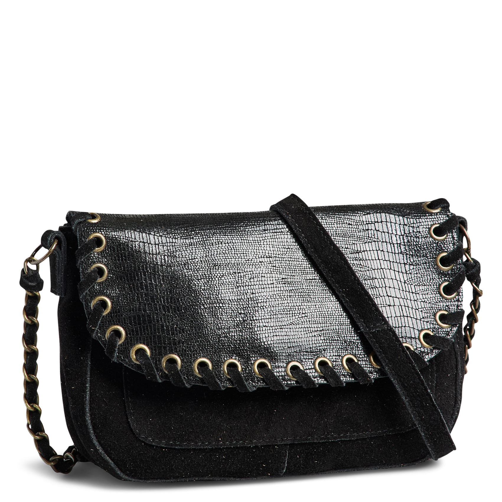 Sac bandoulière bi-matière PIECES Noir