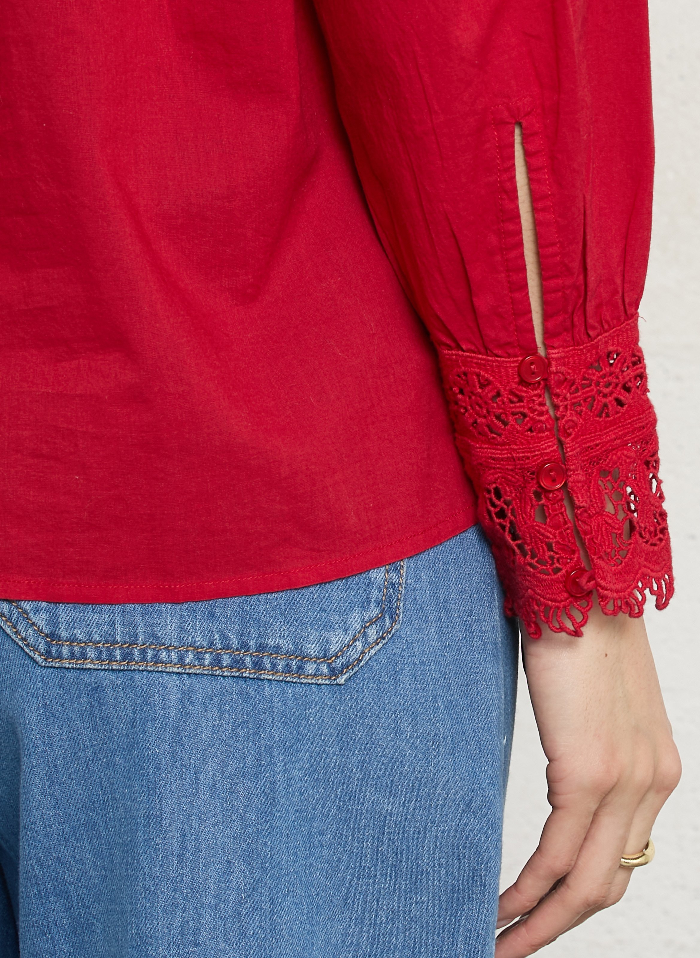 Camisa con botones de encaje MAISON 123 Rojo