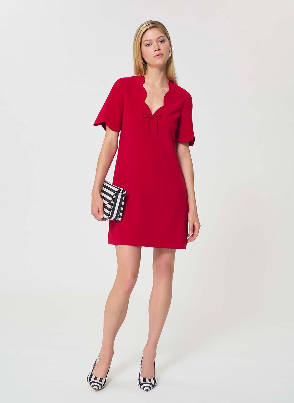 Robe courte droite manches courtes TARA JARMON Rouge