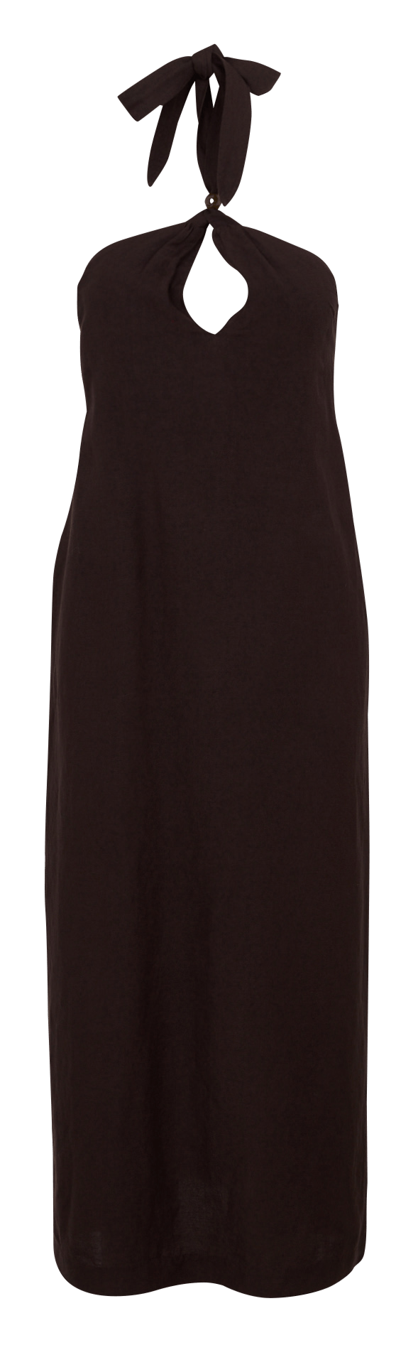 Midi linen blend backless dress DES PETITS HAUTS Brown