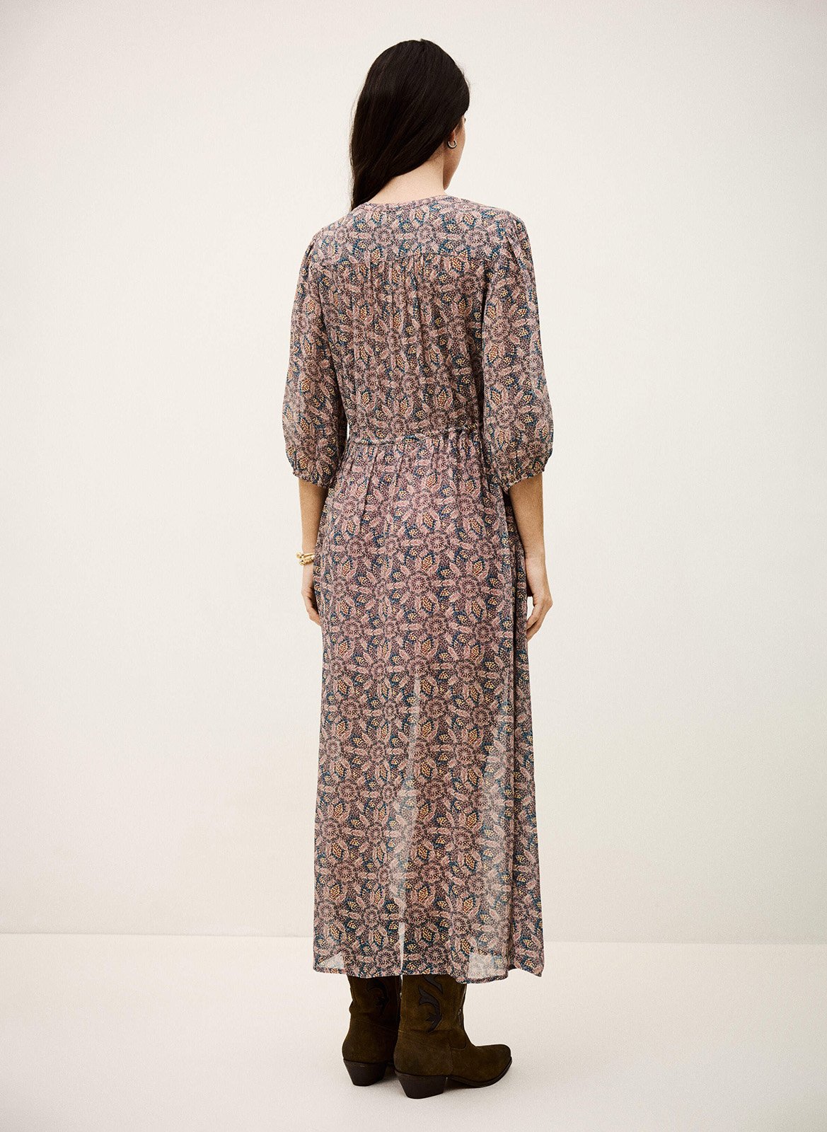 Halflange jurk met V-hals en print BA&SH Blauw