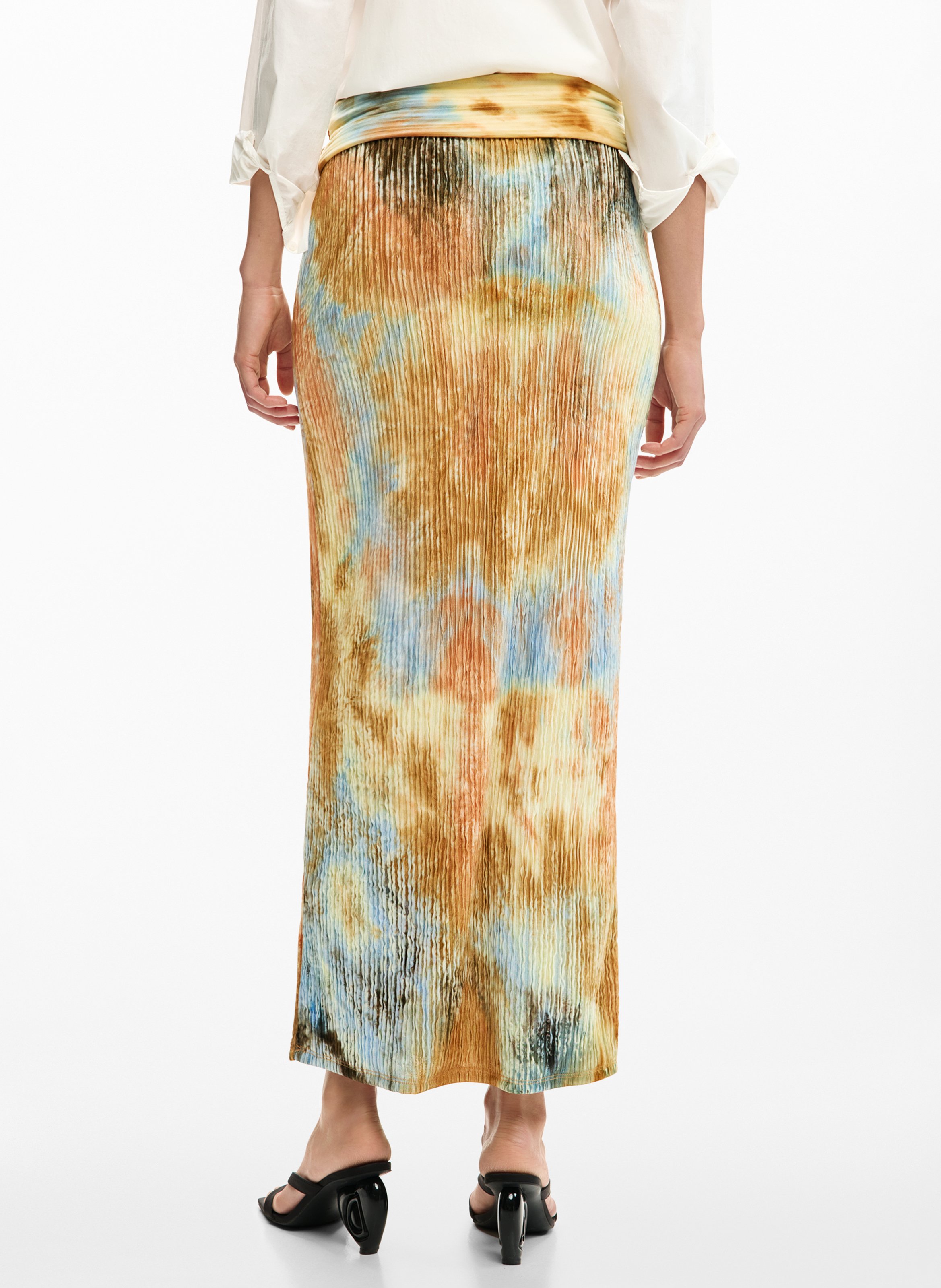 Fitted printed long skirt DESIGUAL Brown