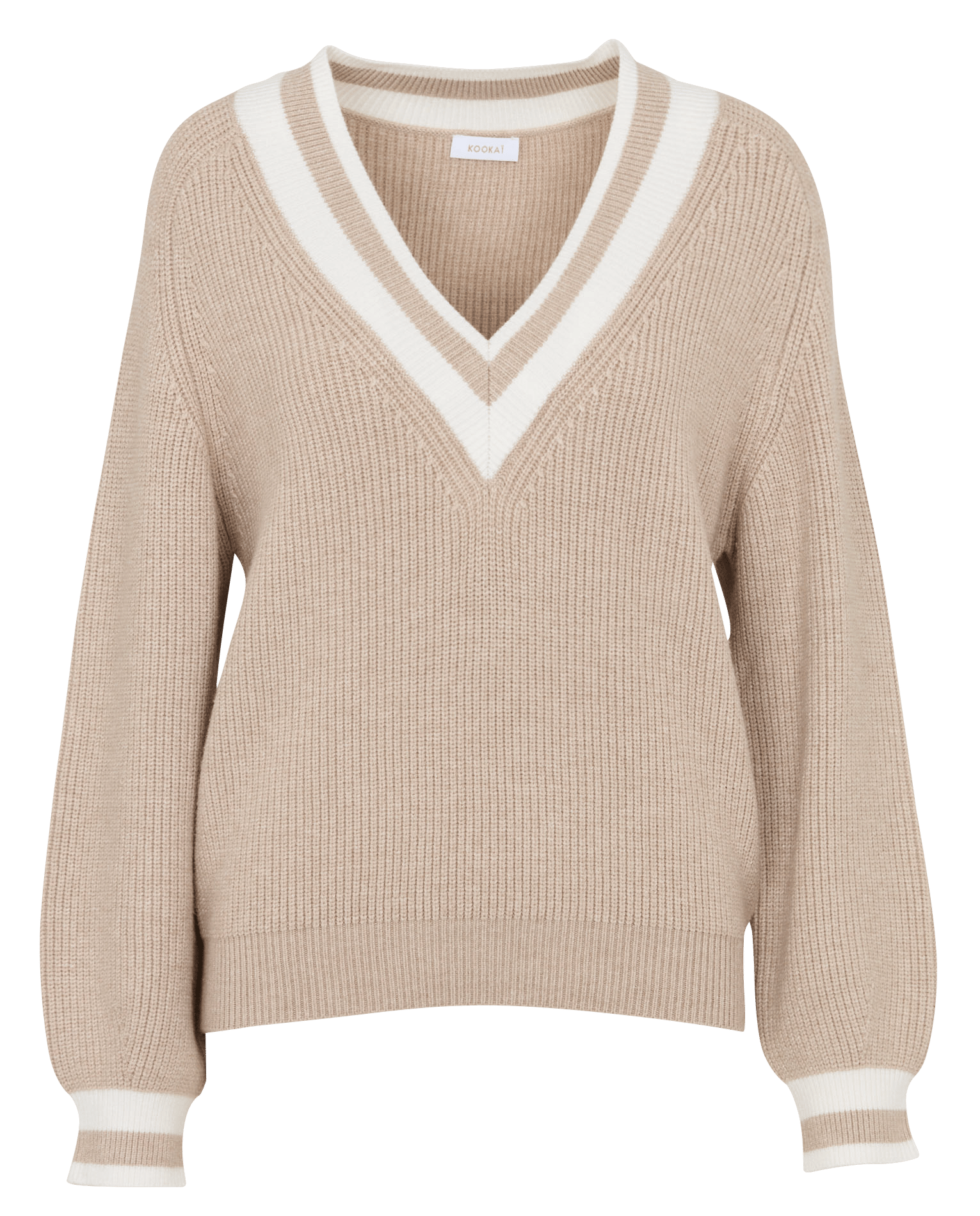 Weiter Strickpullover mit V-Ausschnitt KOOKAI Beige