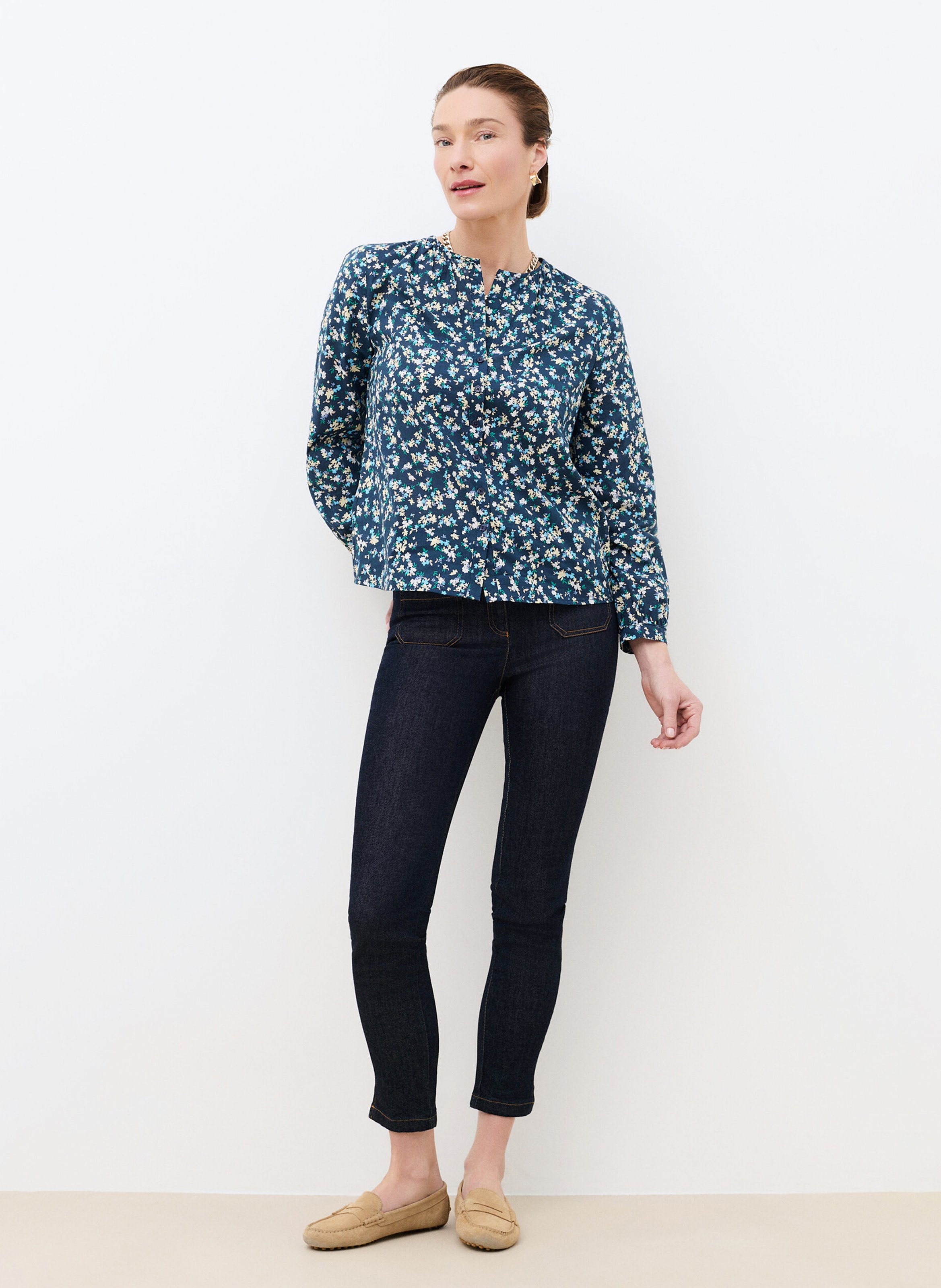 Chemise col rond en coton bio CAROLL Noir