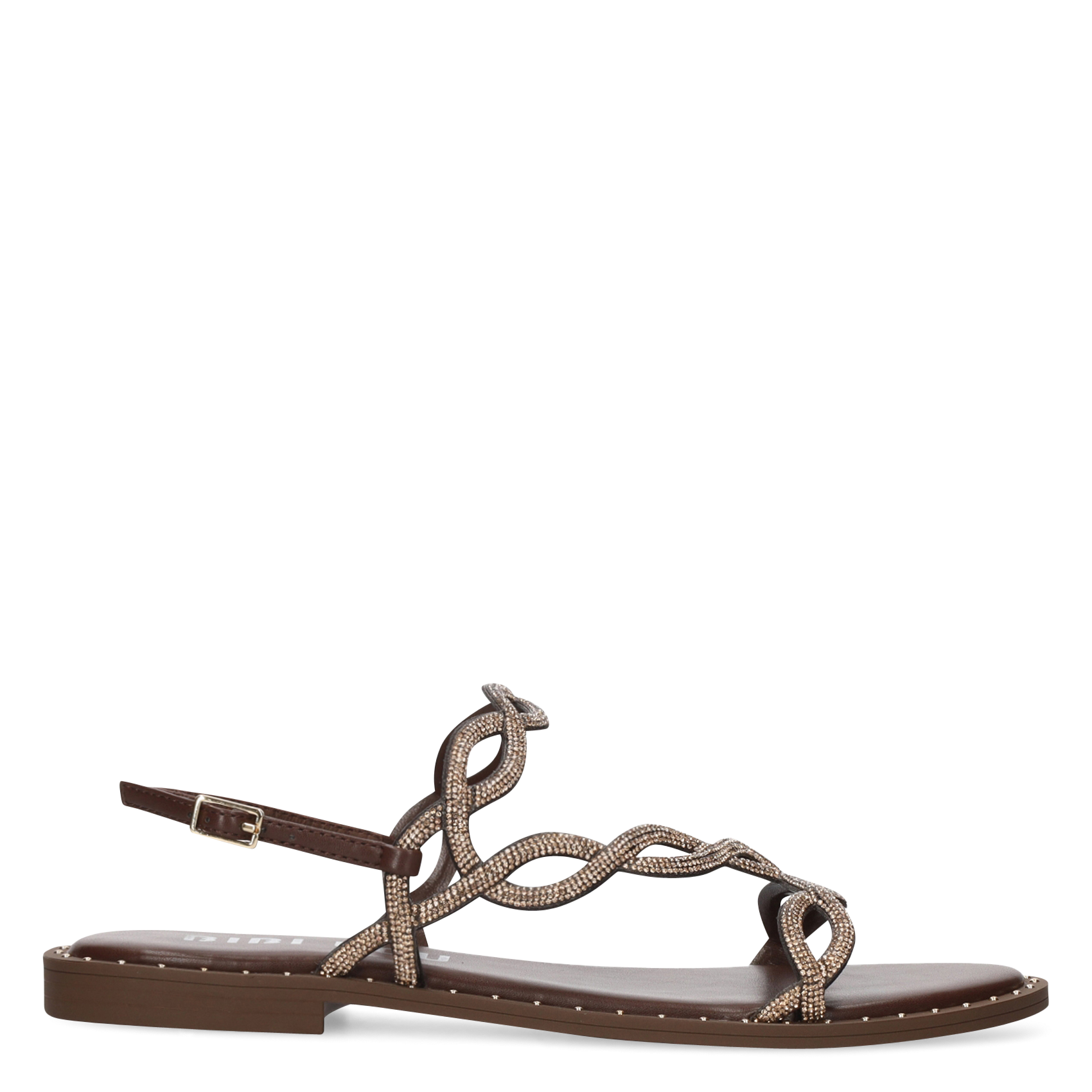 Platte sandalen met stras BIBI LOU Bruin
