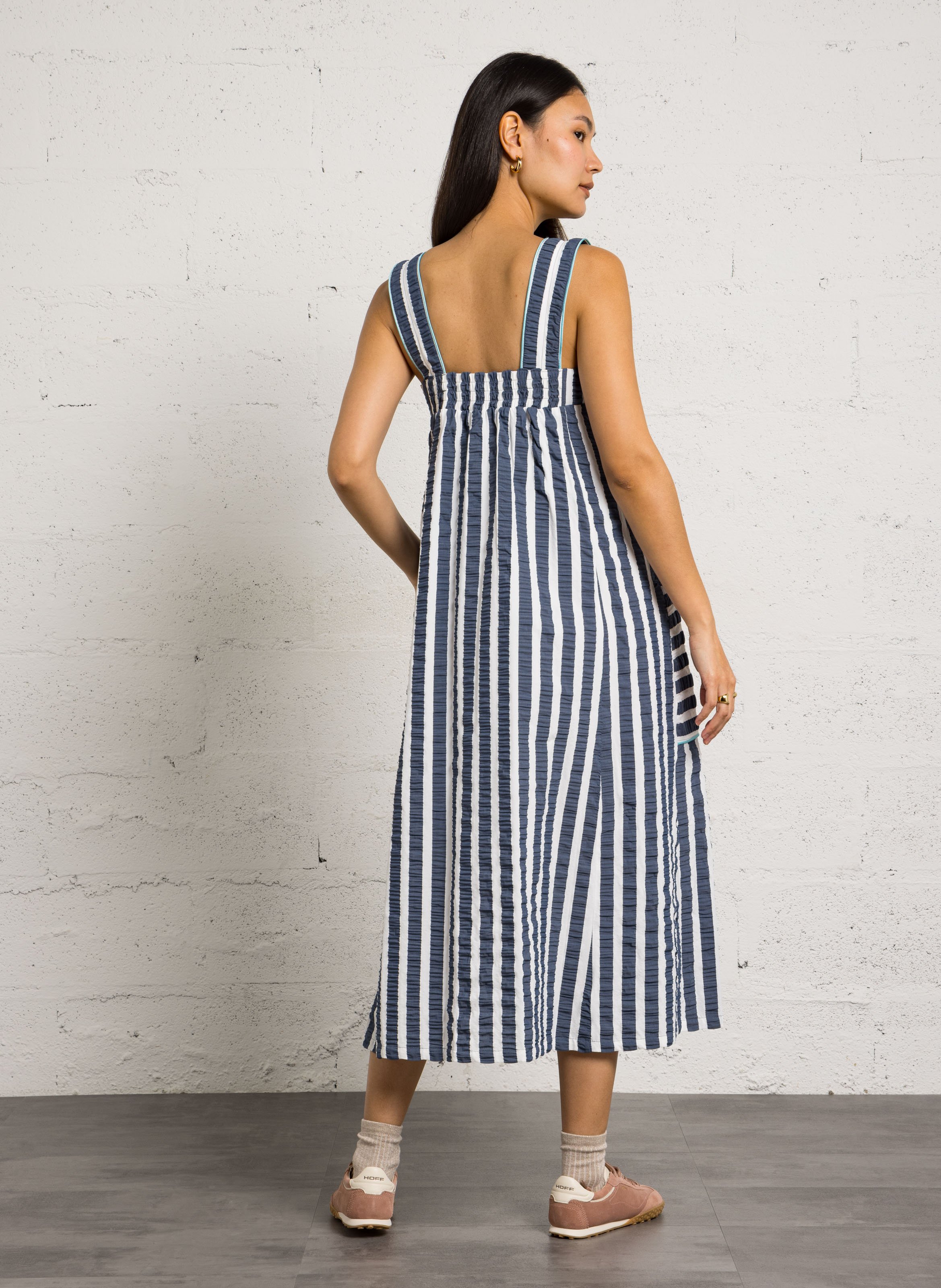 Gerade geschnittenes Midikleid aus Leinen DR BLOOM Blau