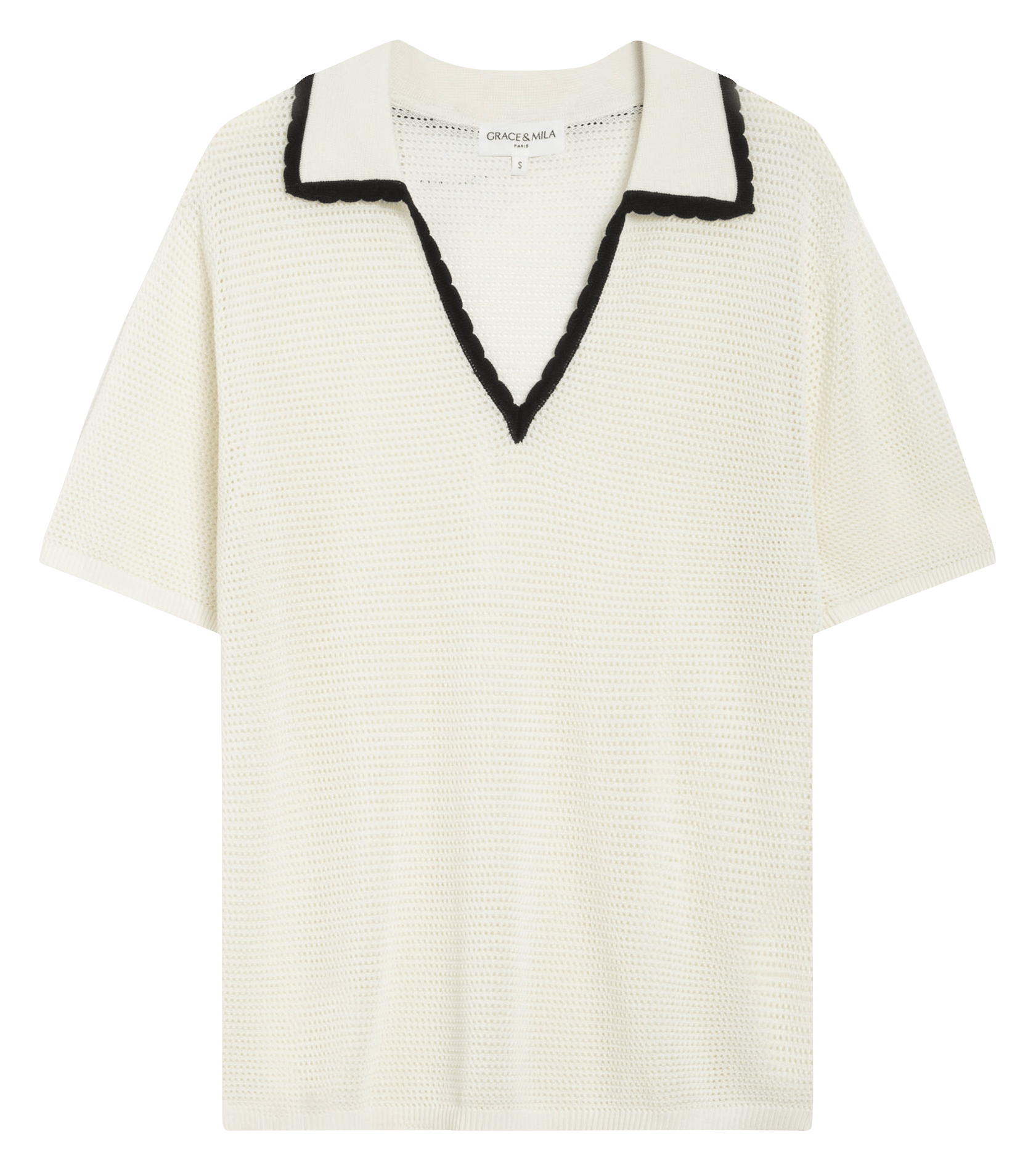 Polo-Stricktop GRACE ET MILA Weiss