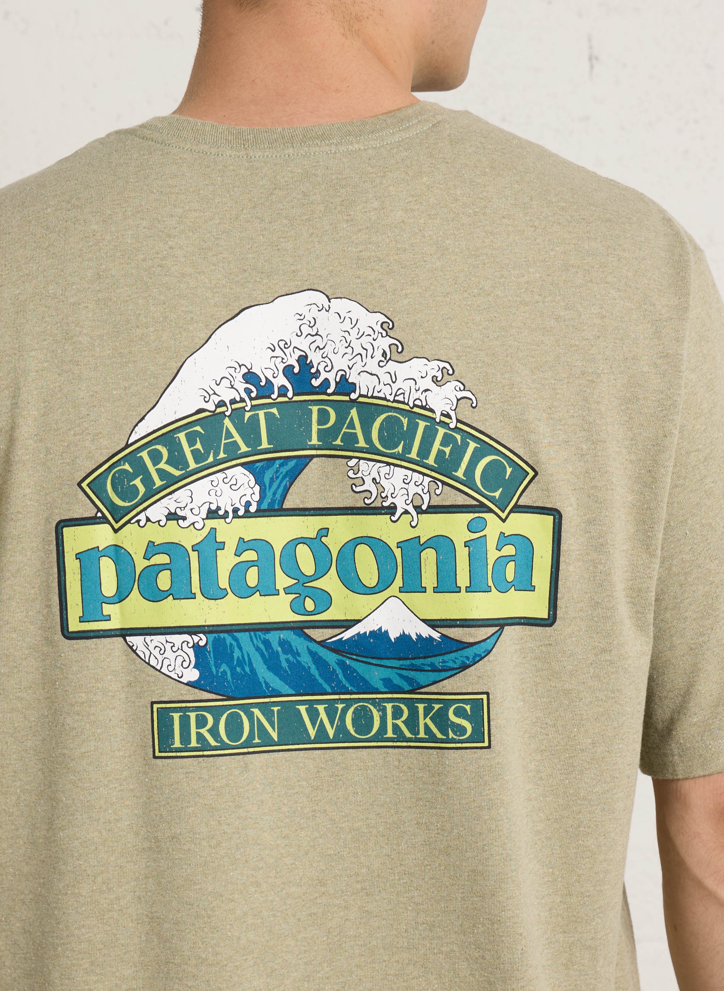Straight recycled cotton-blend round-neck T-shirt PATAGONIA Beige
