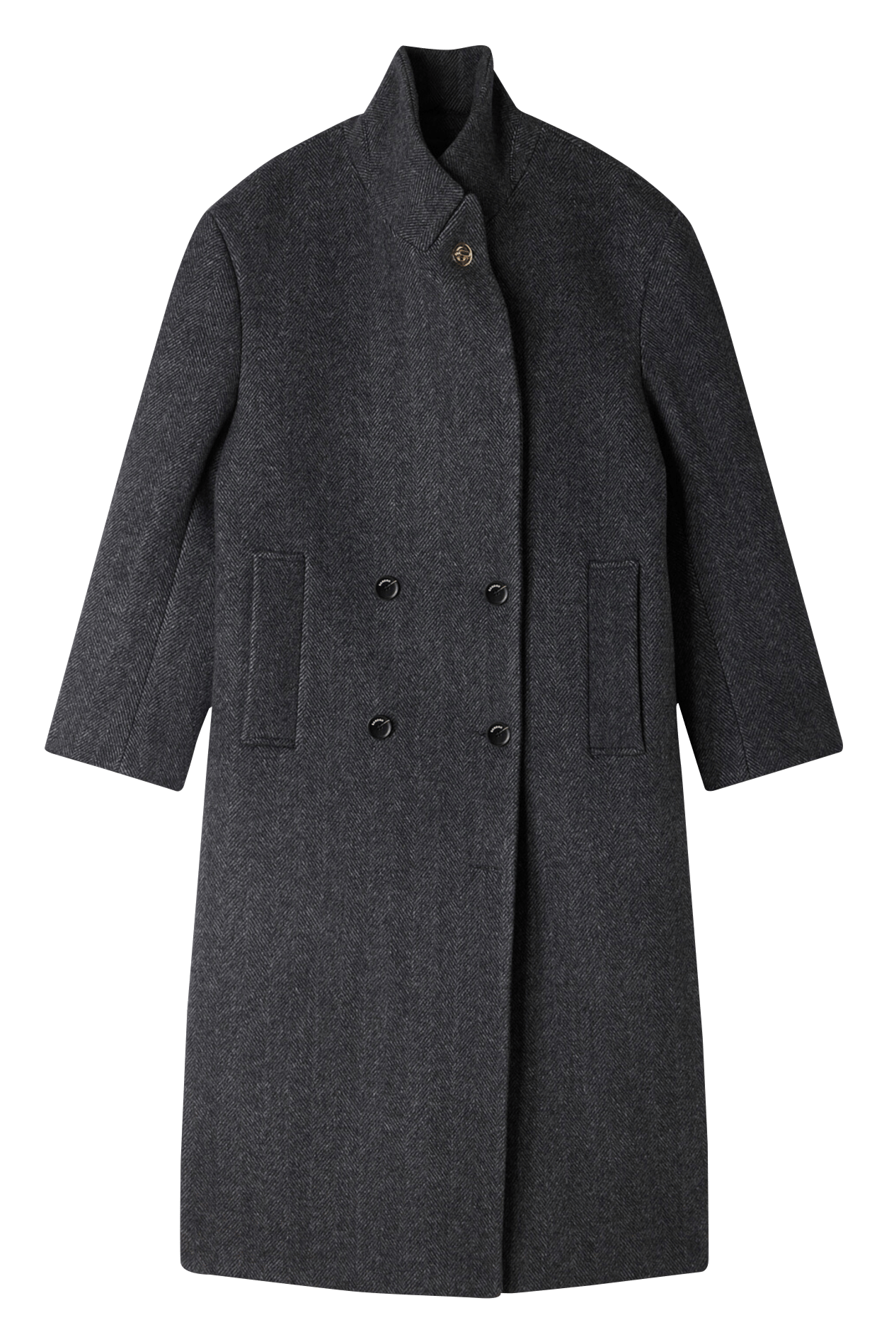 Lange oversized jas van wolmix SANDRO Grijs