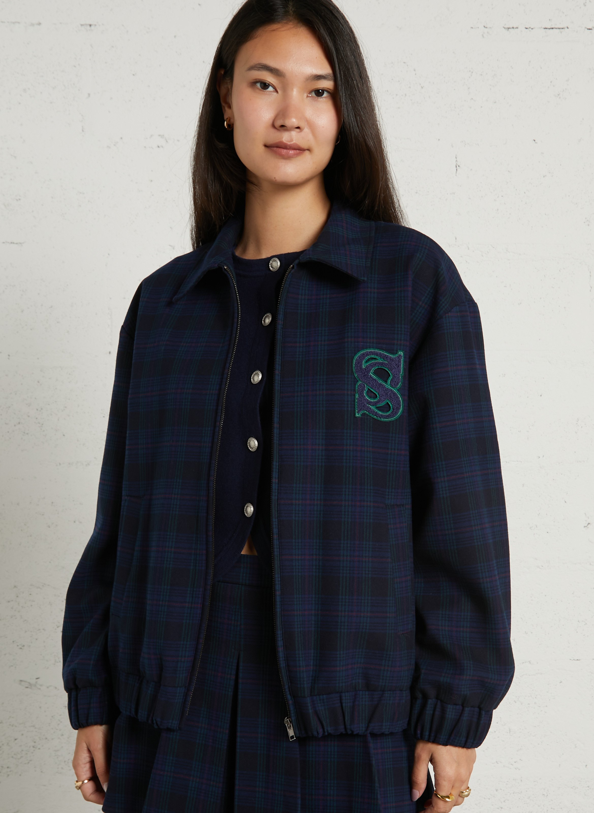 Karierte Jacke mit klassischem Kragen SUNCOO Blau
