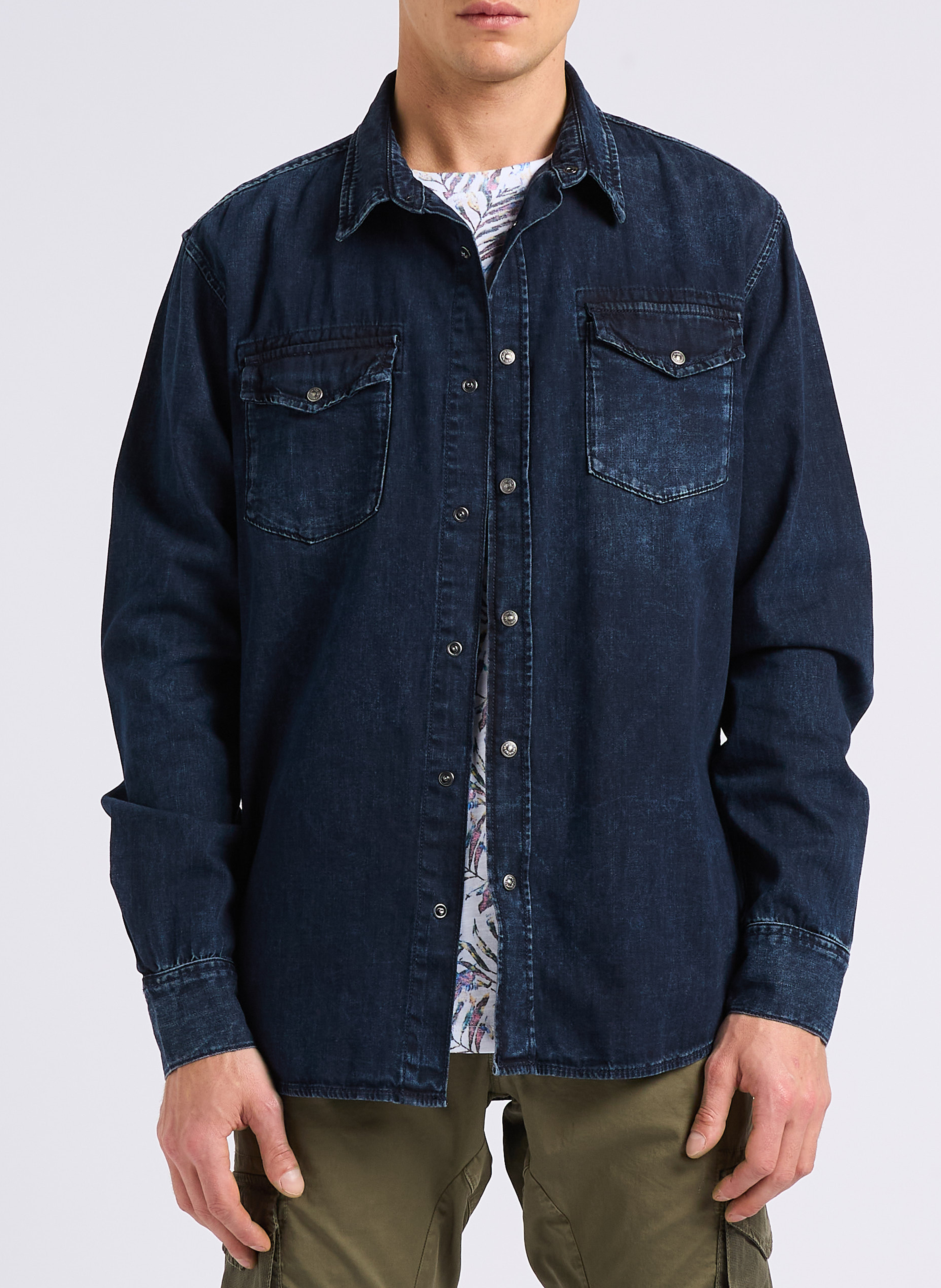 Denim-style shirt LE TEMPS DES CERISES Blue