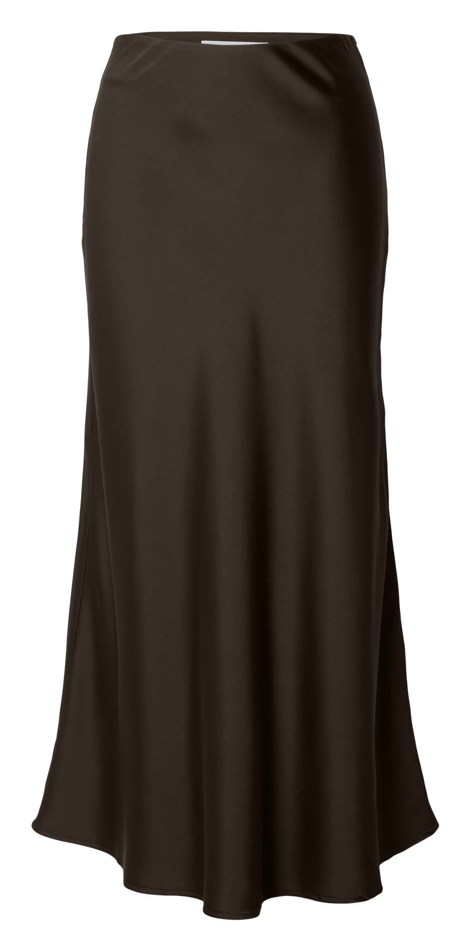 Jupe midi évasée en satin SELECTED Marron