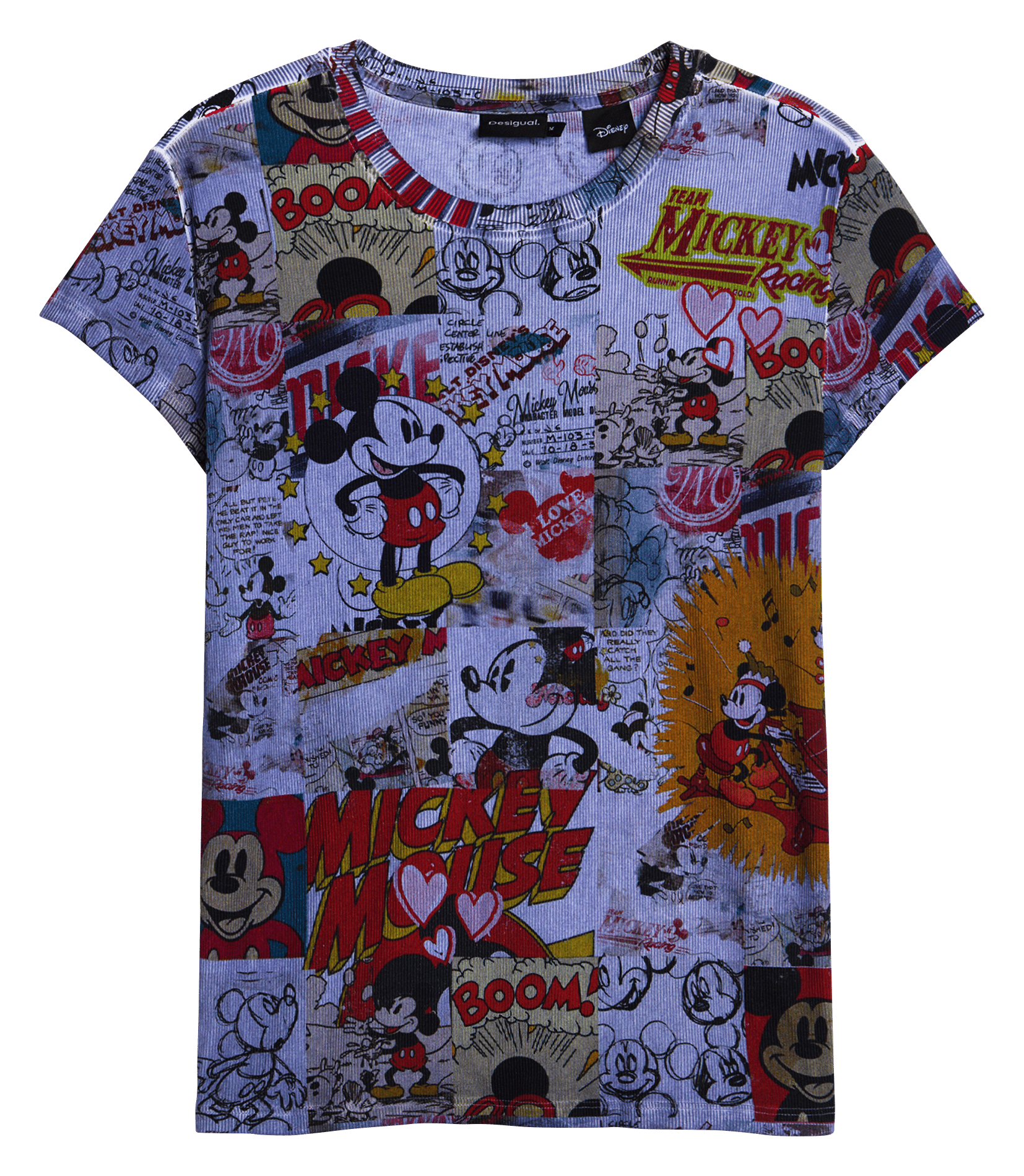 Straight round-neck T-shirt in printed blended cotton. DESIGUAL Black