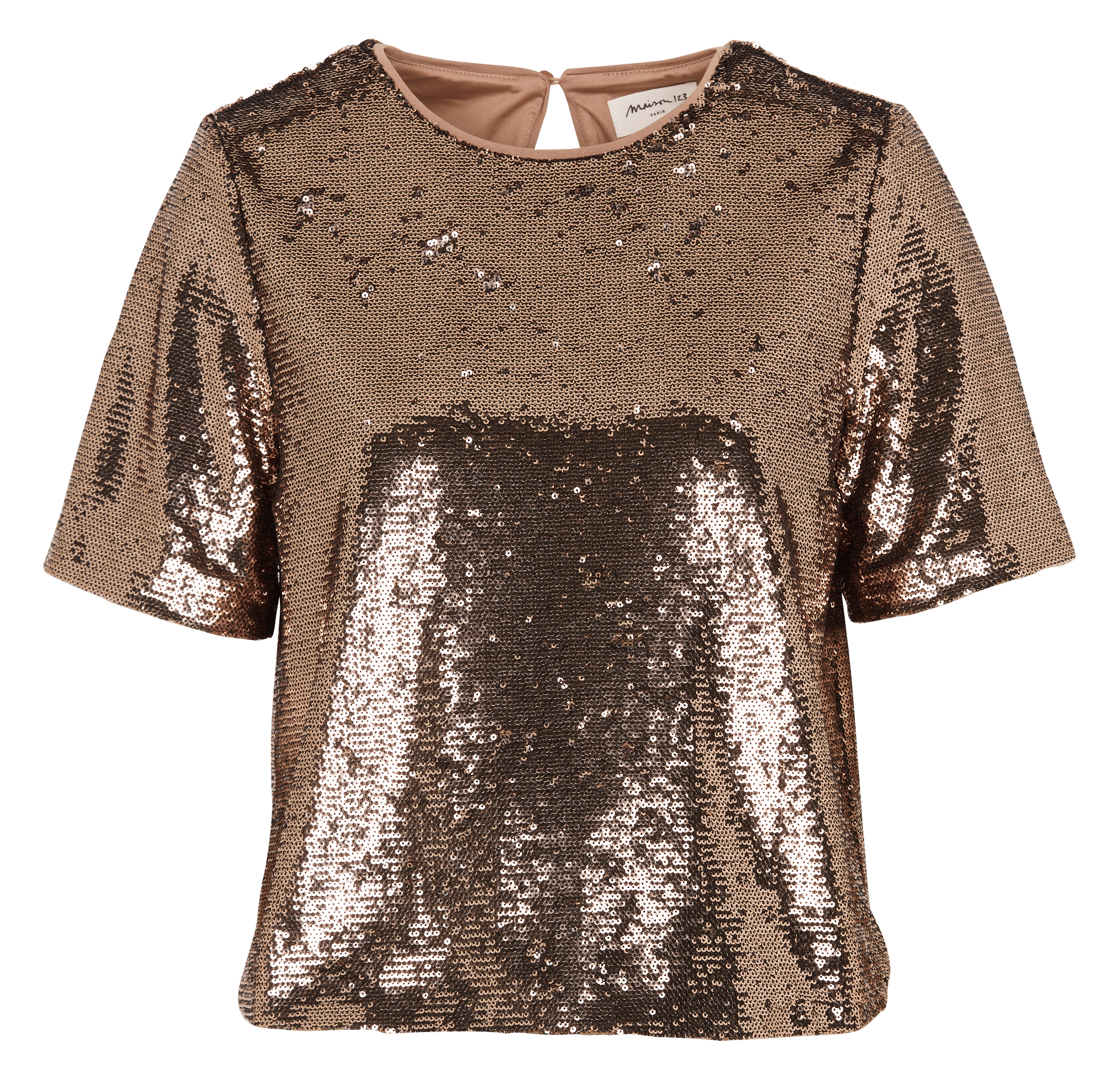 Camiseta con lentejuelas de manga corta MAISON 123 Marron