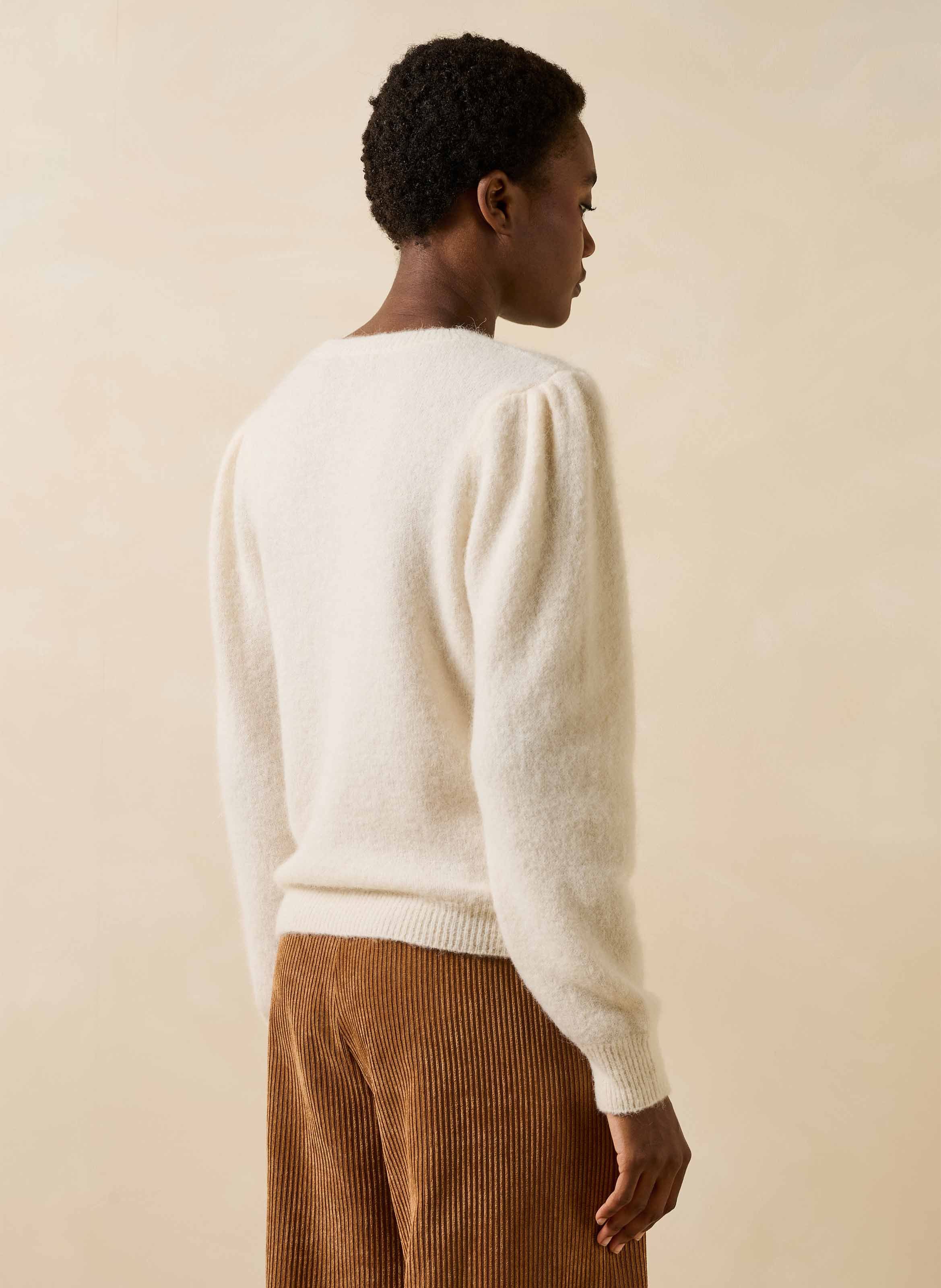 Round-neck alpaca-blend sweater LA FEE MARABOUTEE White