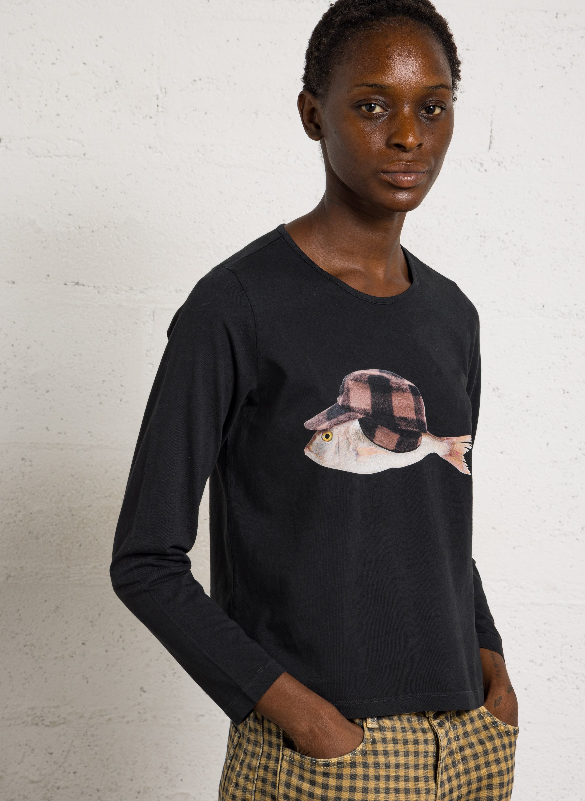 Long-sleeved cotton T-shirt NICE THINGS Black