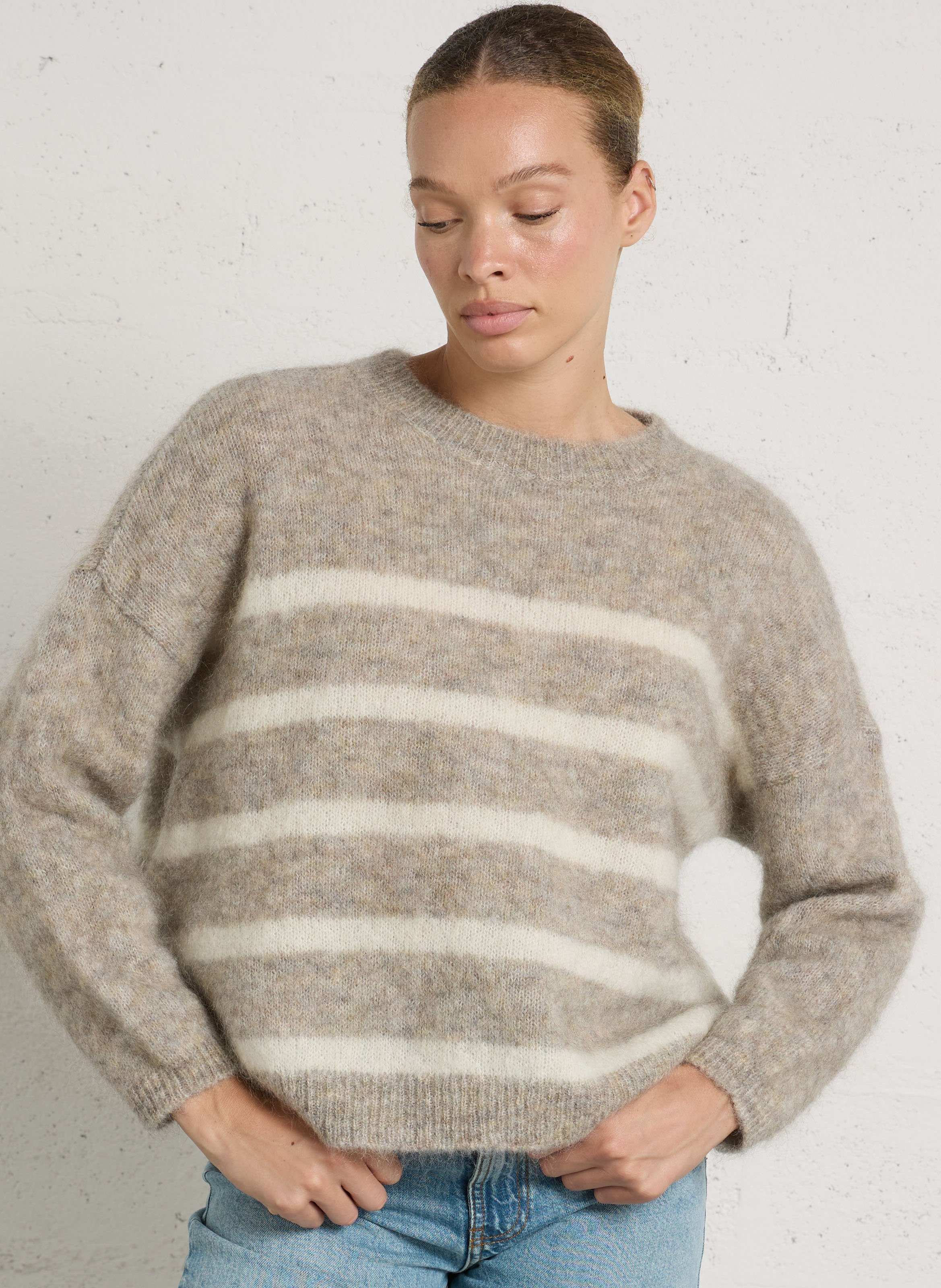Oversized Striped Mohair Blend Sweater DES PETITS HAUTS Multicolored