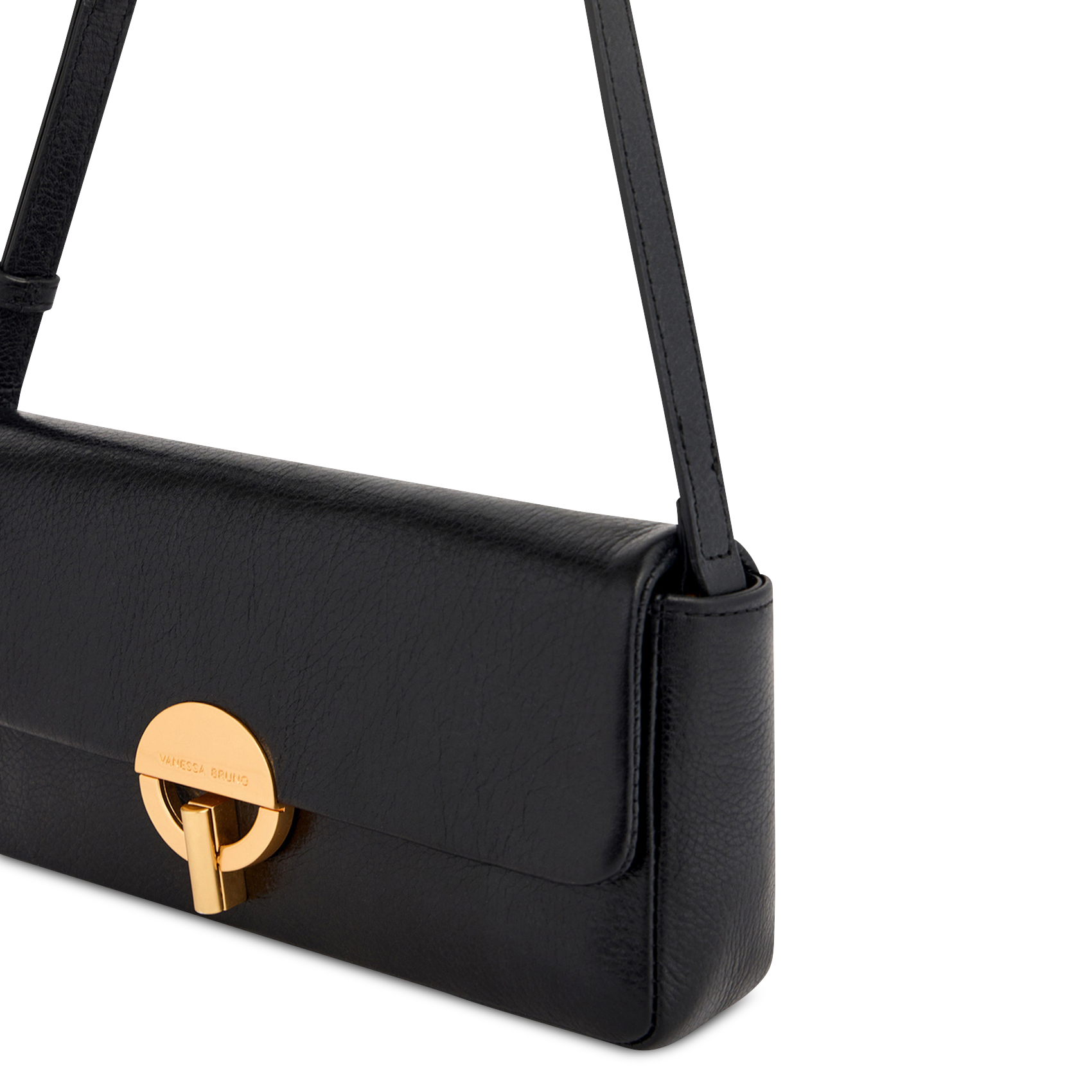 Leather flap shoulder bag VANESSA BRUNO Black