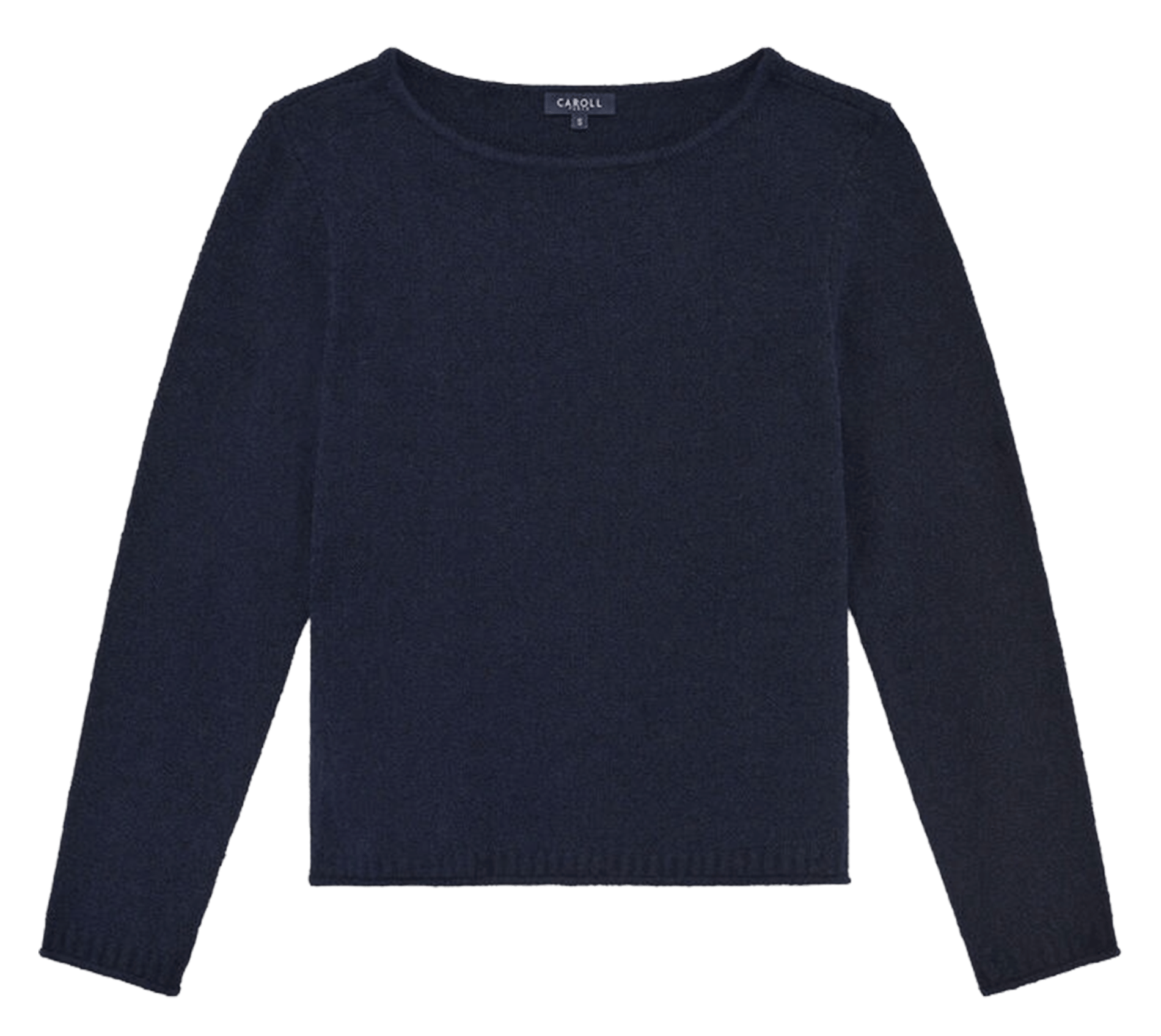 Straight cut boat neck solid color sweater CAROLL Blue