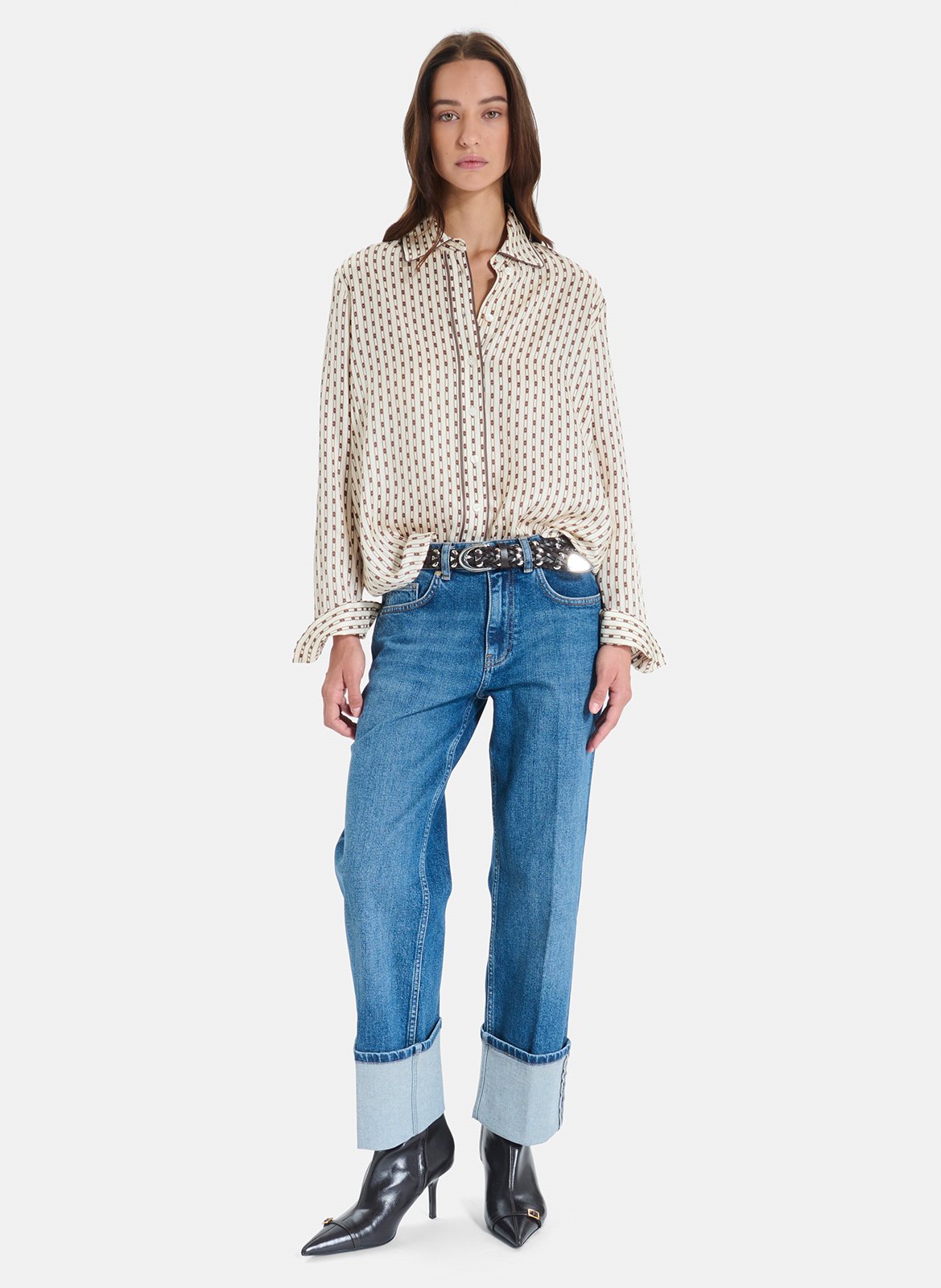 Rechte en vloeiende blouse met print ZAPA Blauw