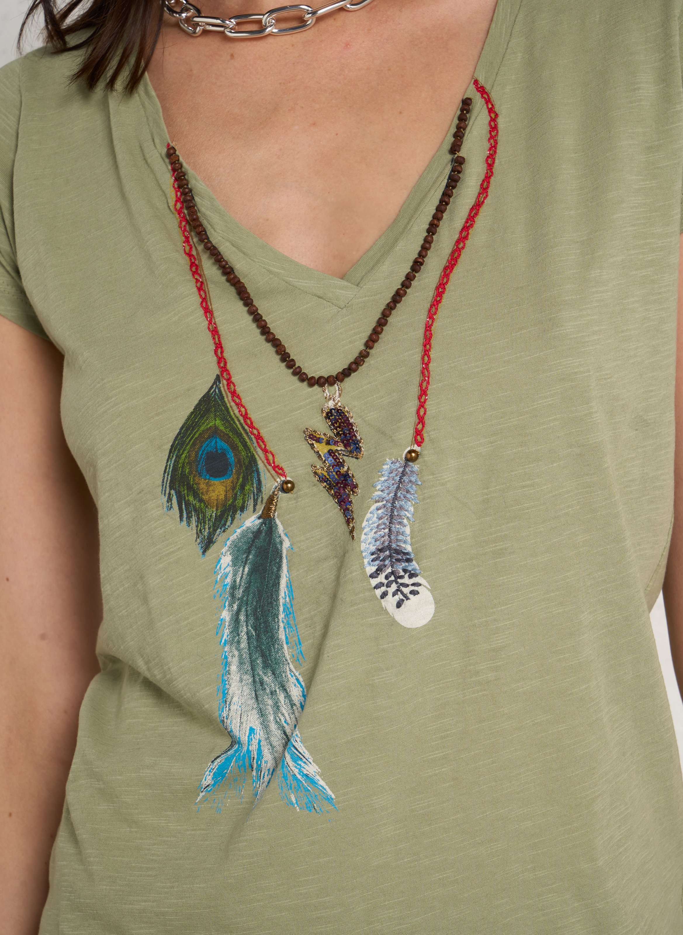 T-Shirt aus Bio-Baumwolle mit Stickerei LEON & HARPER Gelb
