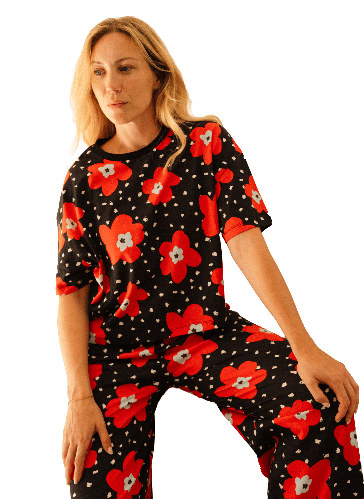 Ensemble de pyjama long ample imprimé WE ARE JOLIES Noir