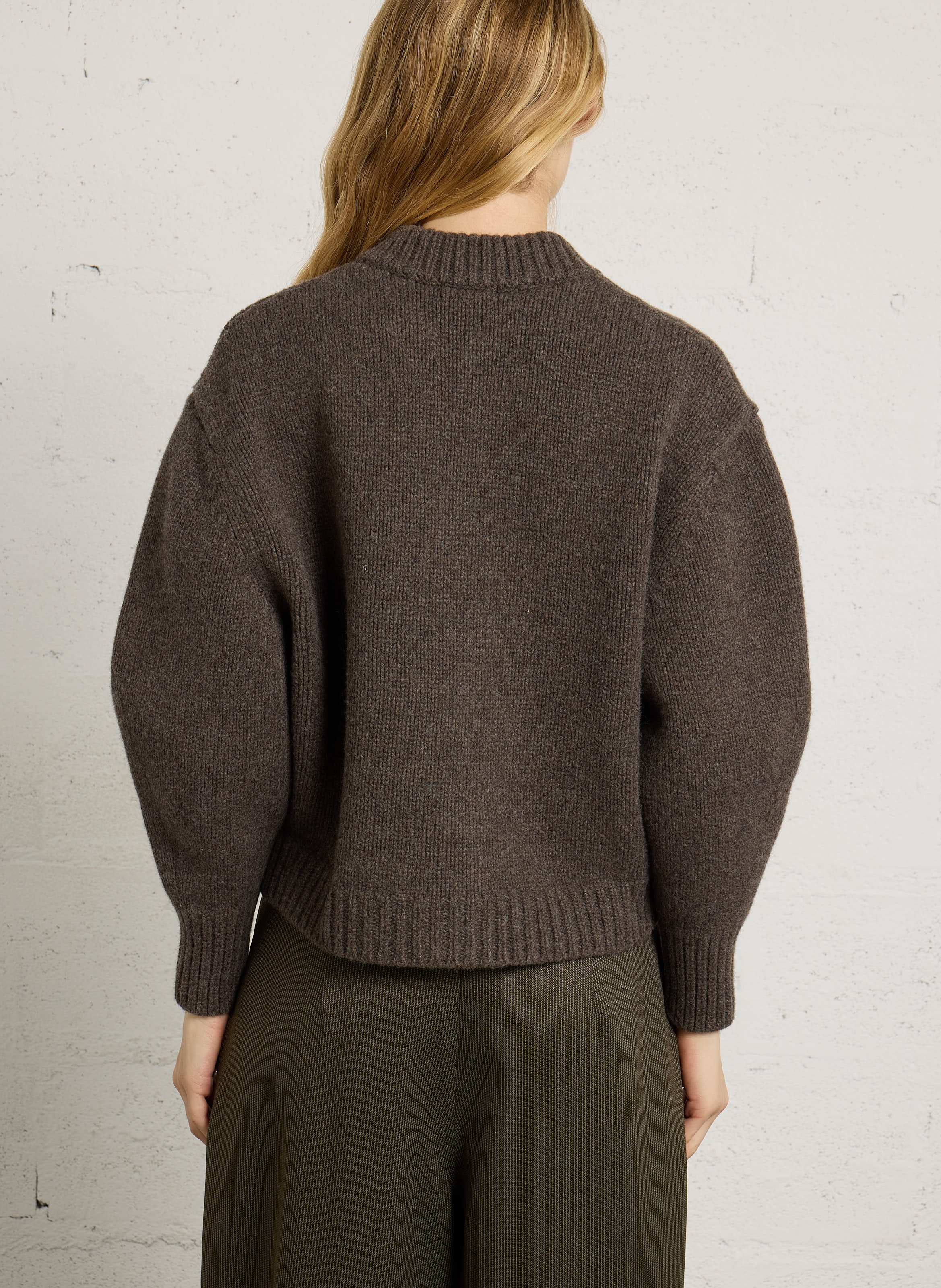 Cardigan col rond en laine SOEUR Marron