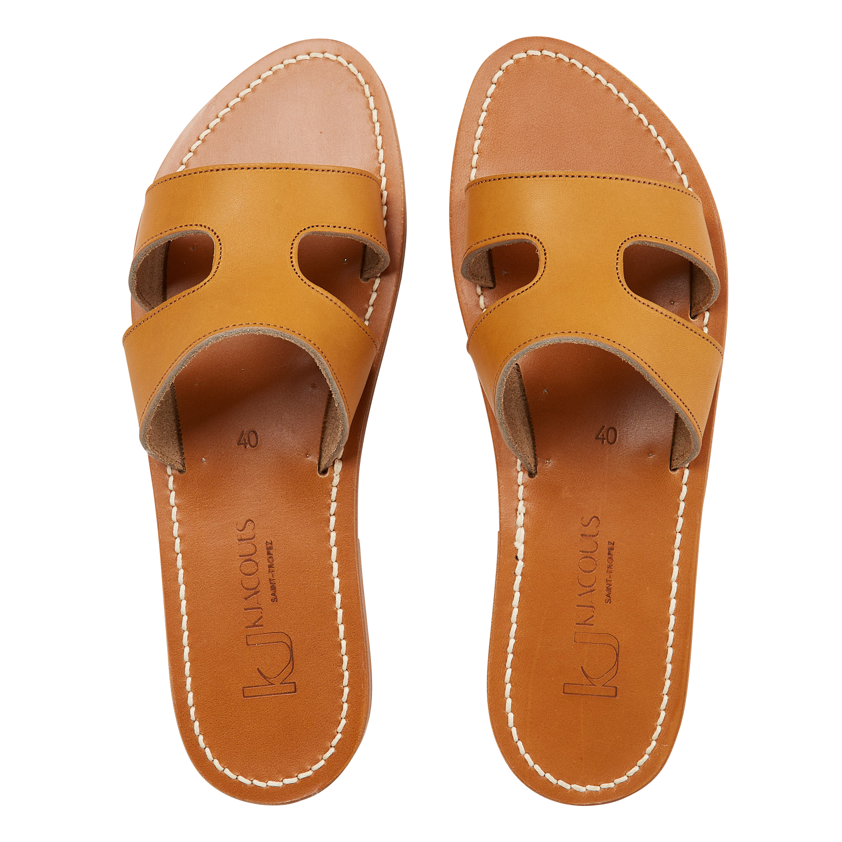 Platte leren muiltjes K JACQUES Bruin