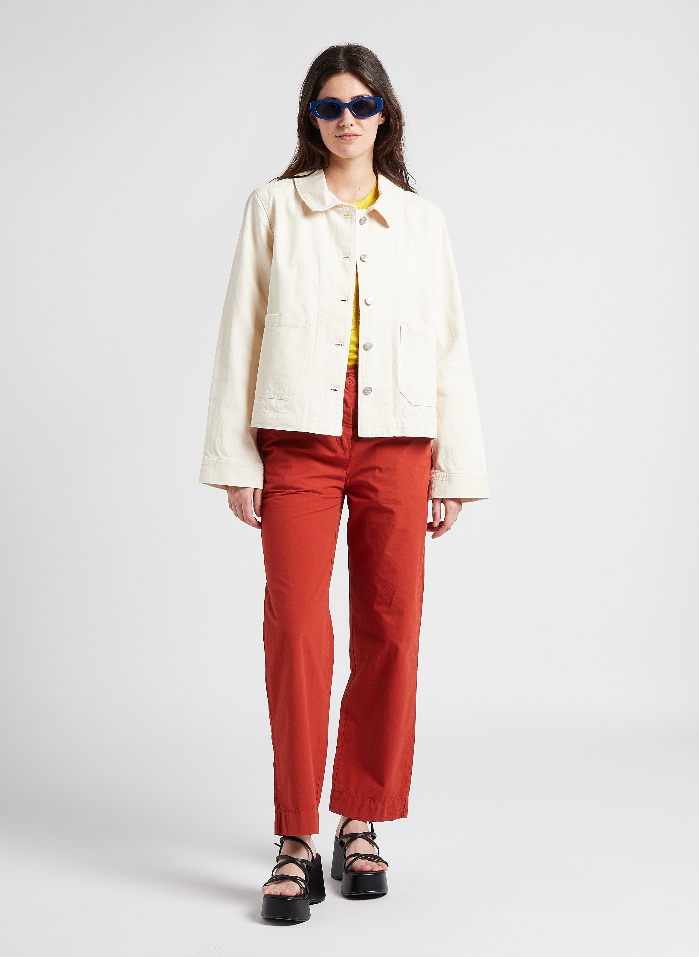 Denim Jacket With Classic Collar Ecru Lab Dip Women Place des Tendances