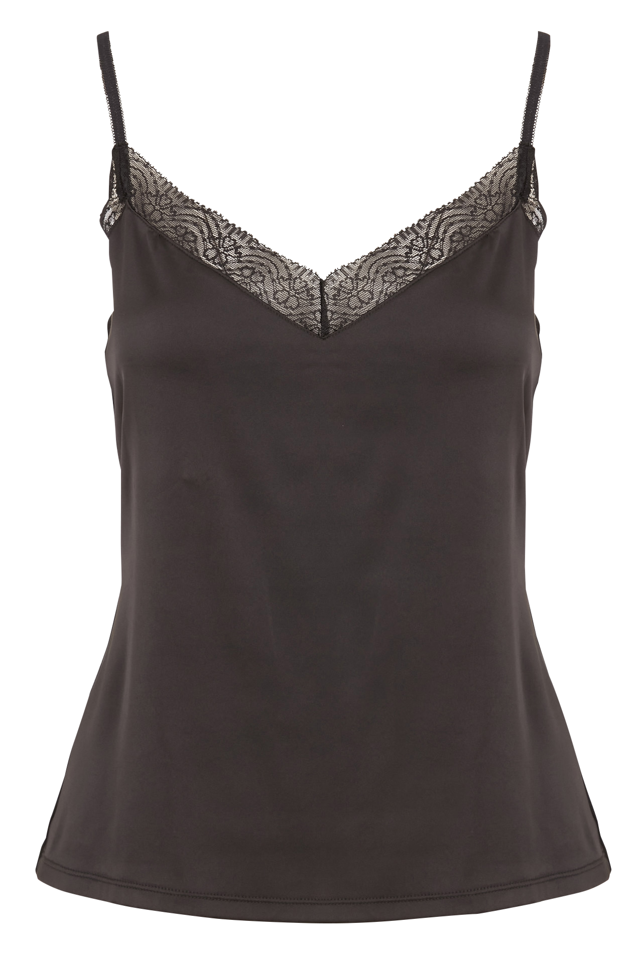 V-neck straight camisole with lace CAROLL Black