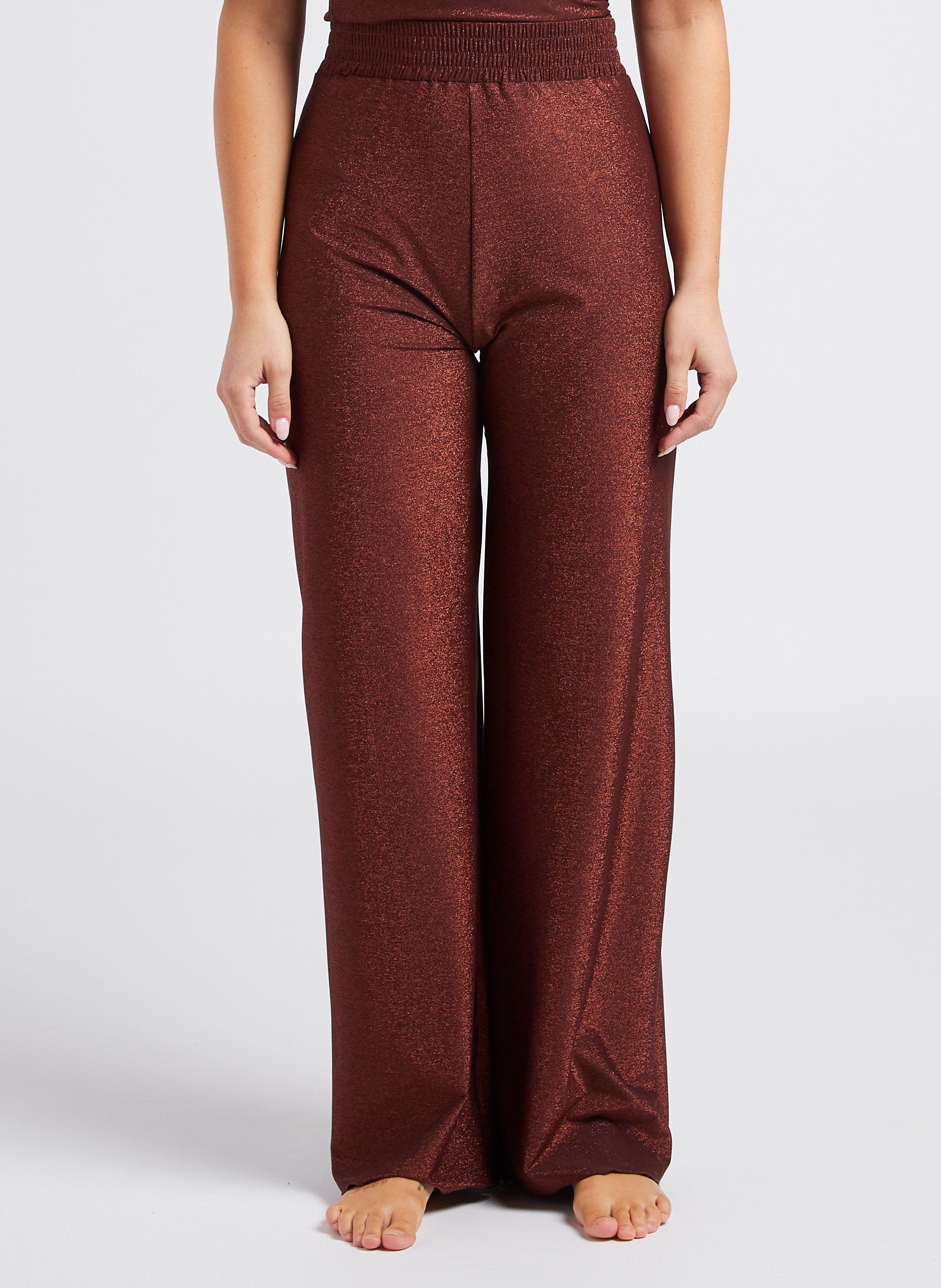 Straight-leg raw-cut pants with metallic threads LA NOUVELLE Golden