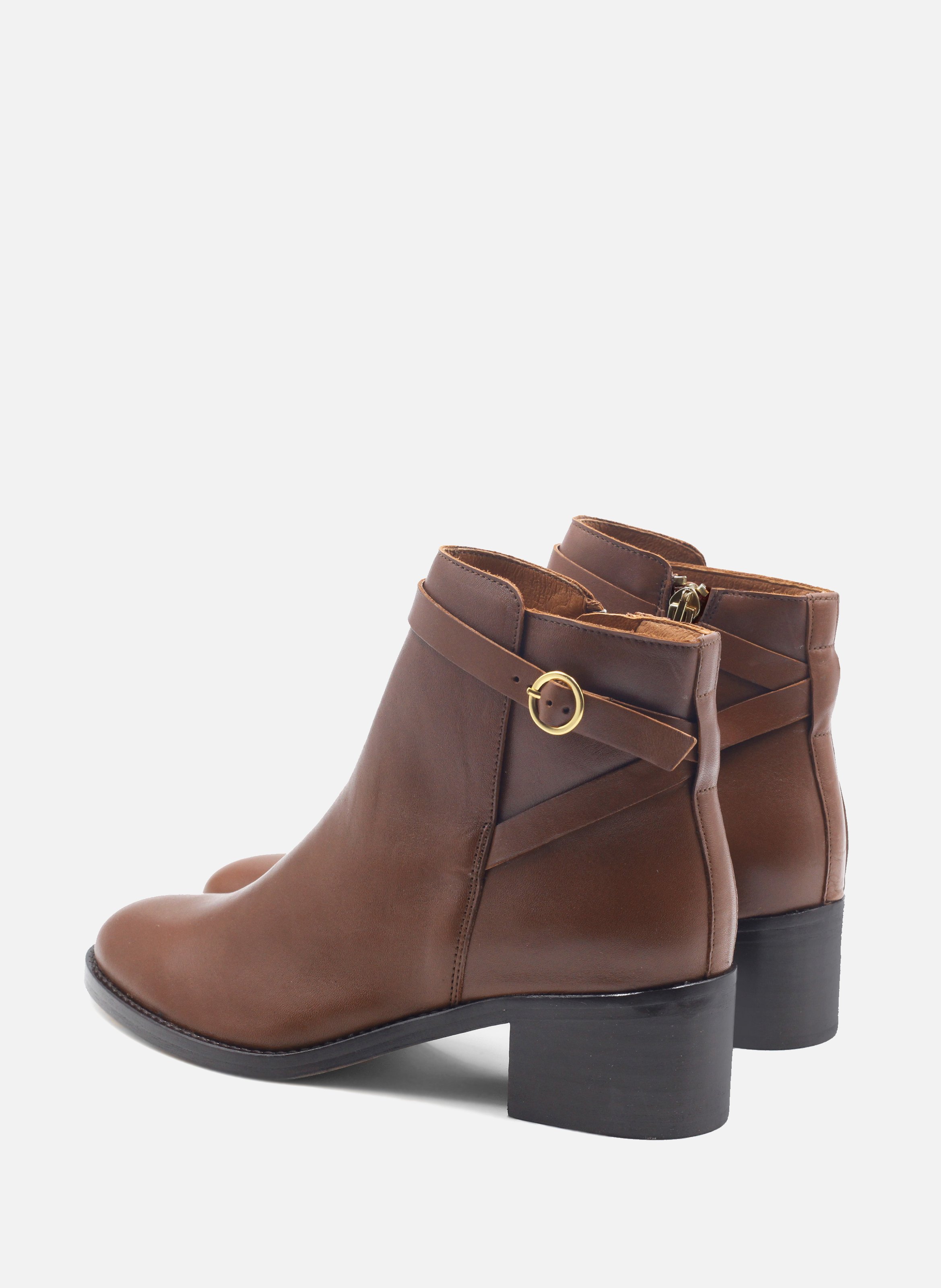 Leather riding mid-calf boots JULES & JENN Brown