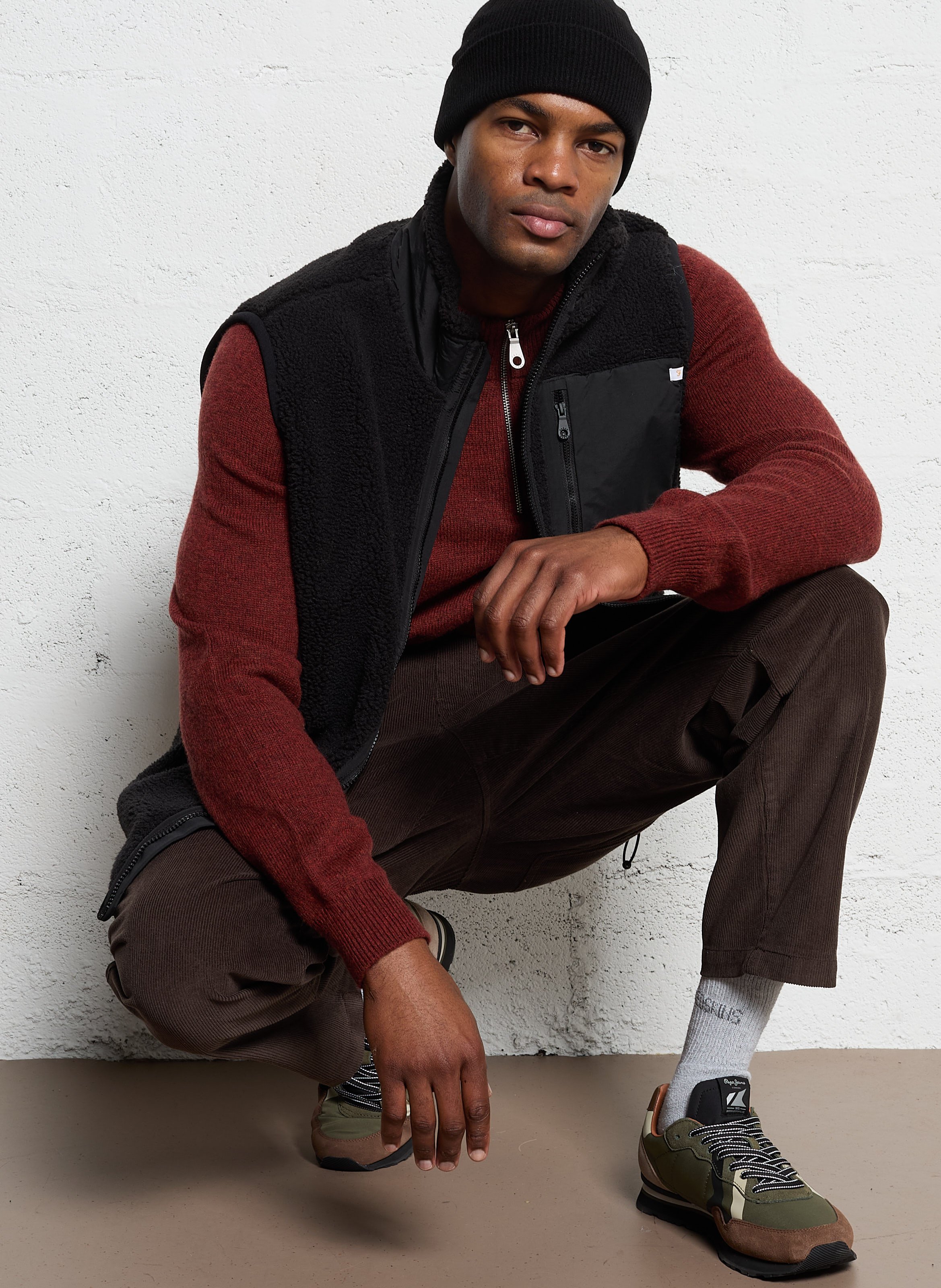 Weste in Pelzoptik Schwarz