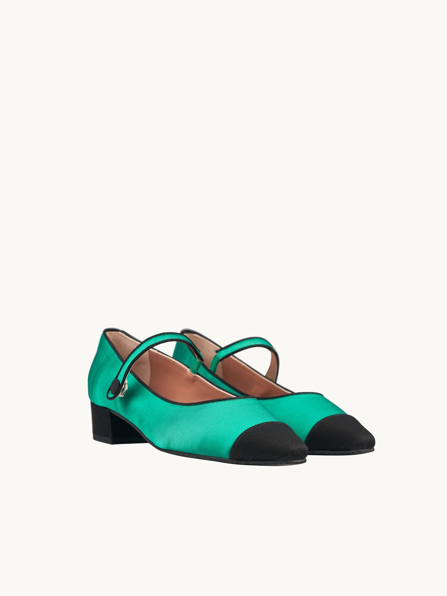 Pointed-toe satin ballet flats with low heel EMZI PARIS Green