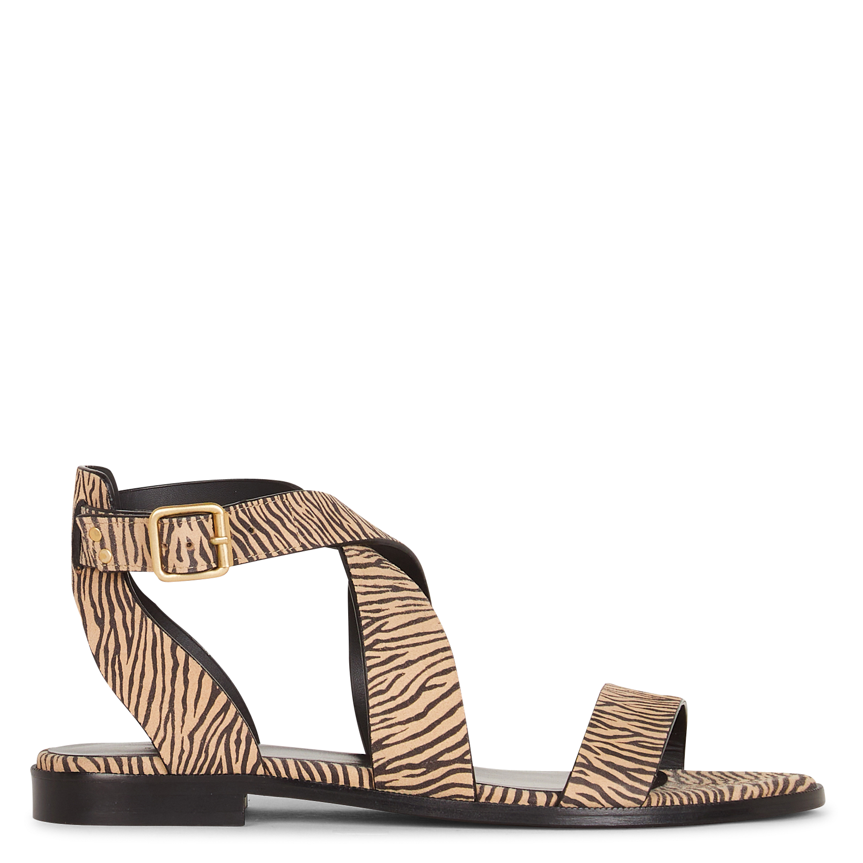 Sandales plates en cuir velours imprimé RIVECOUR Blanc