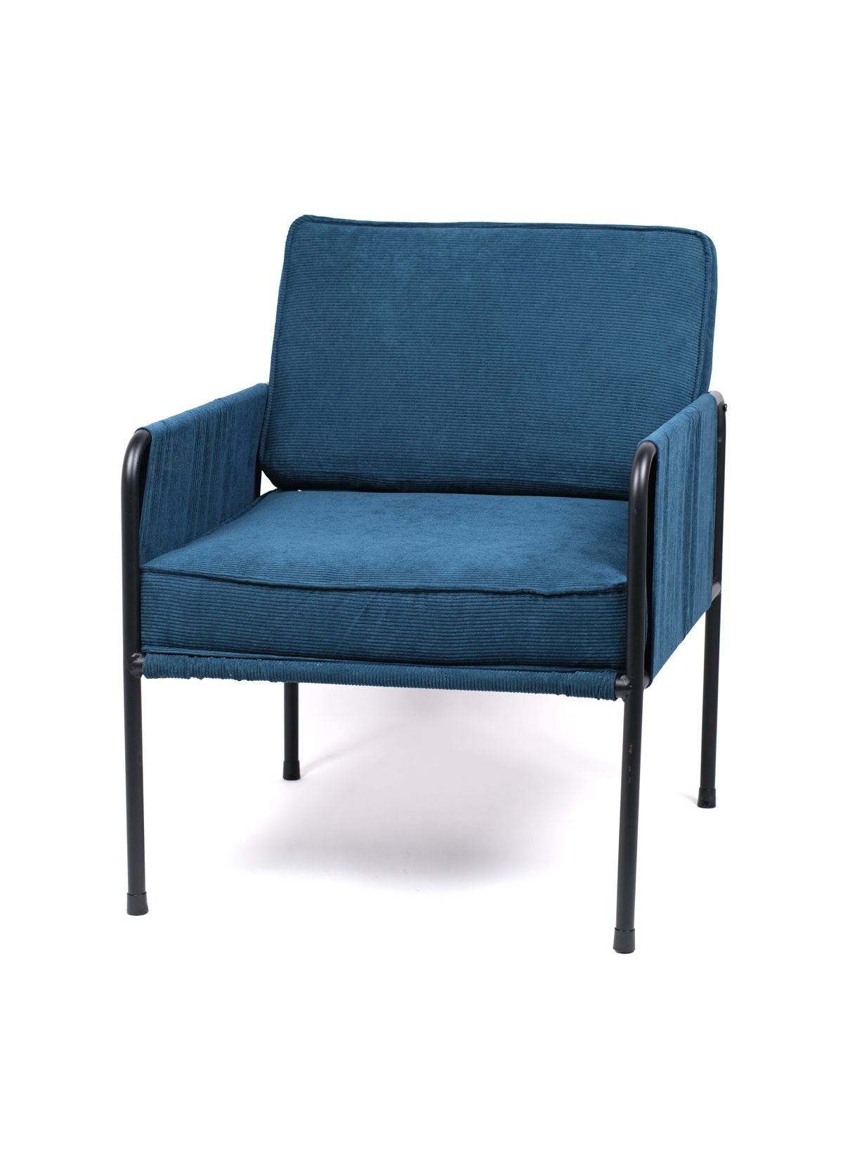 Corduroy fabric armchair with metal frame FACTORY Blue