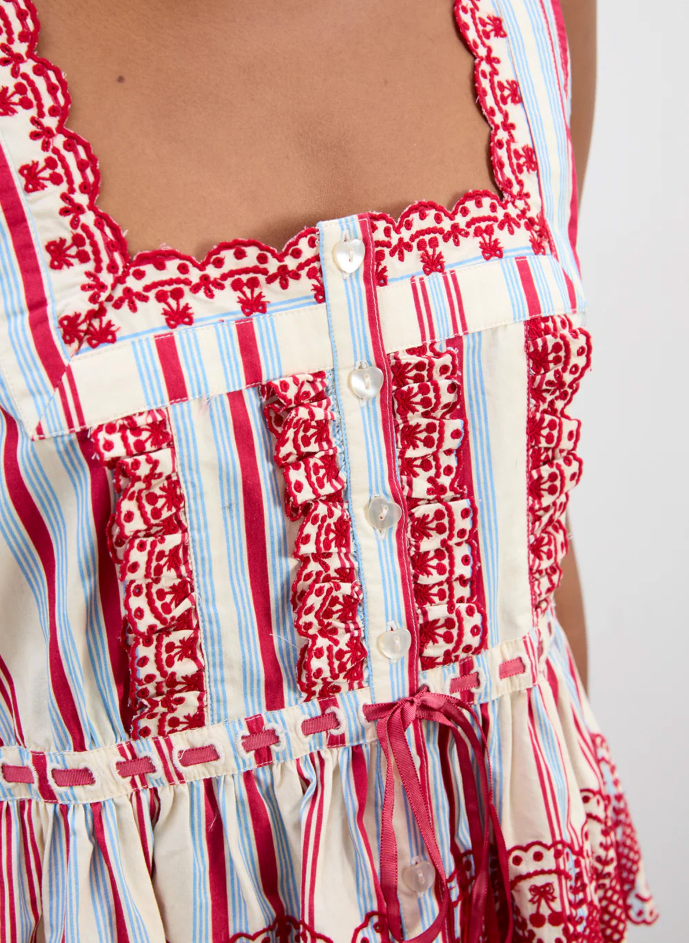 Square-neck striped top in organic cotton DAMSON MADDER Multicolored