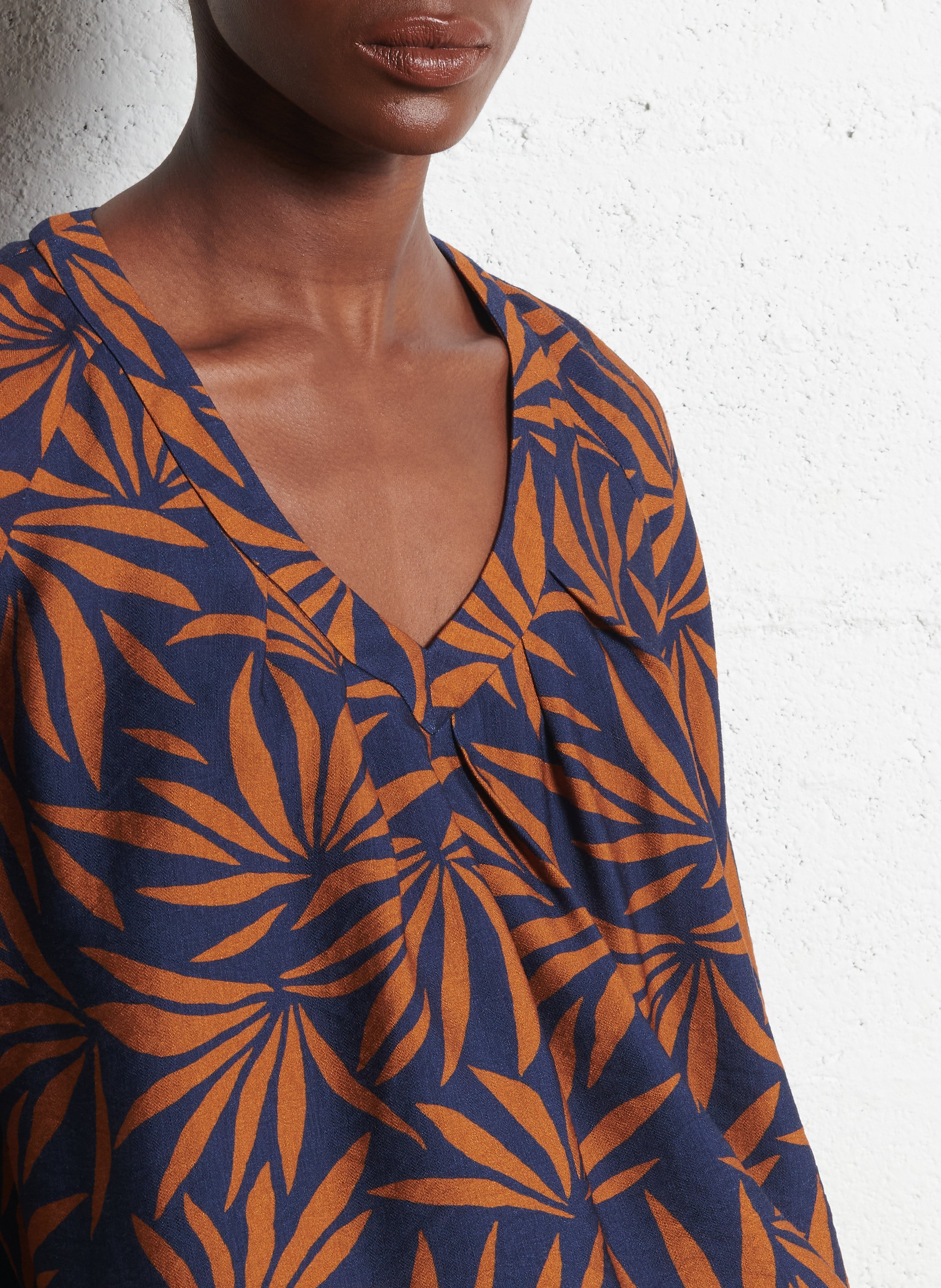 Blouse col V imprimée ONE STEP Bleu