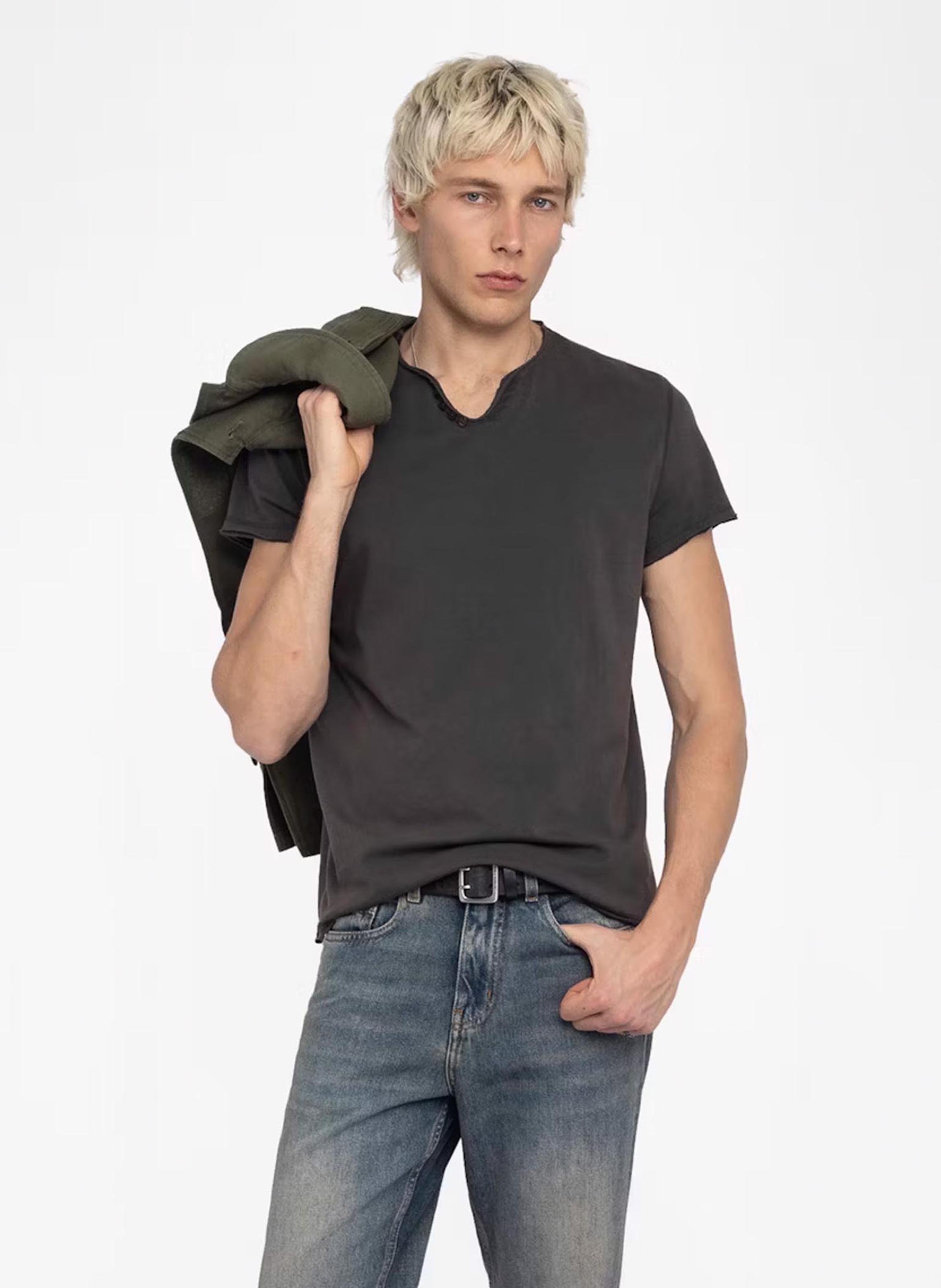 Tee-shirt droit en coton sérigraphié ZADIG&amp;VOLTAIRE Gris