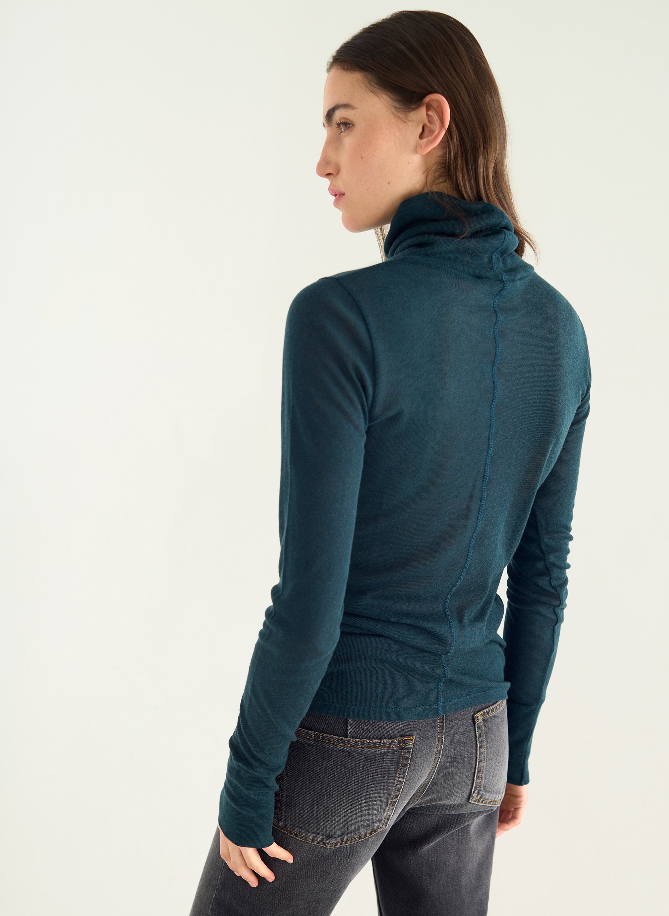 Rollkragenpullover aus Baumwoll-Mix ACOTE Grun