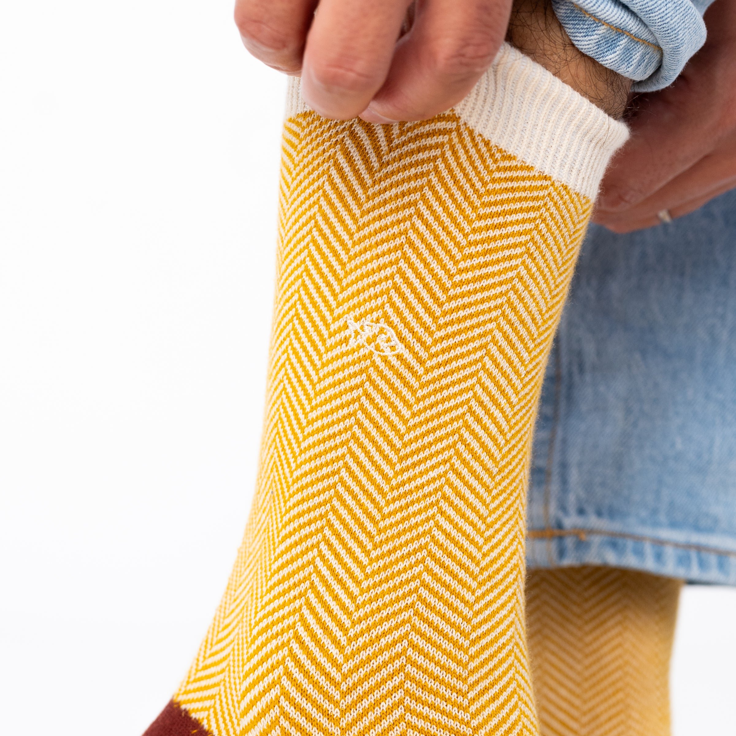 Combed cotton herringbone socks BILLYBELT Yellow